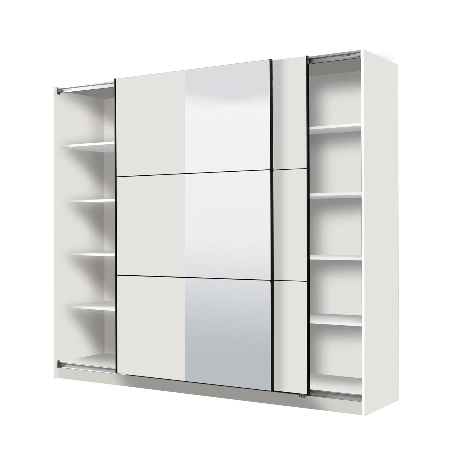 Armadio 237x210h cm con specchio e 2 ante scorrevoli bianco - Rufus