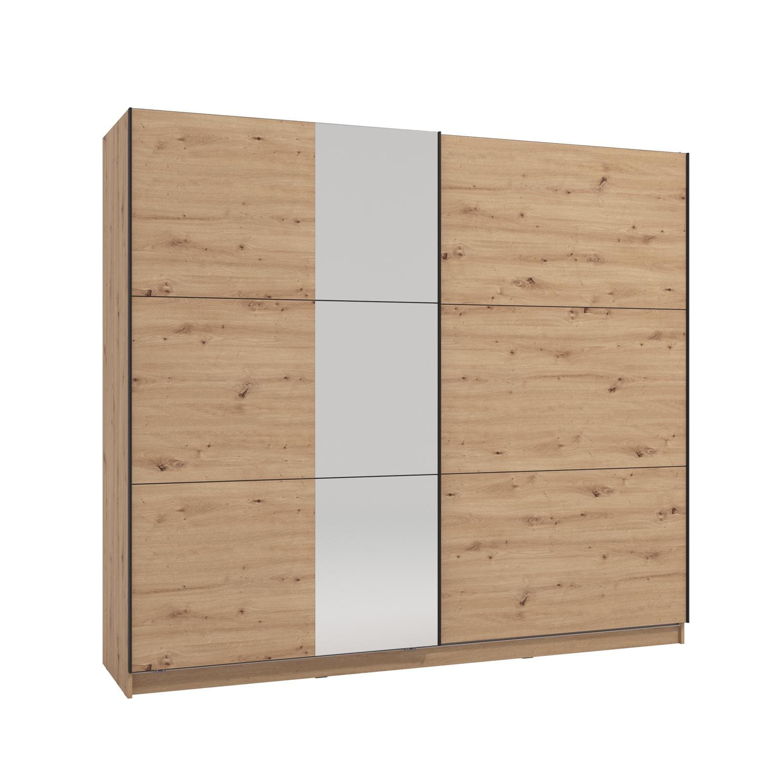 Armadio 237x210h cm con specchio e 2 ante scorrevoli rovere savana - Rufus