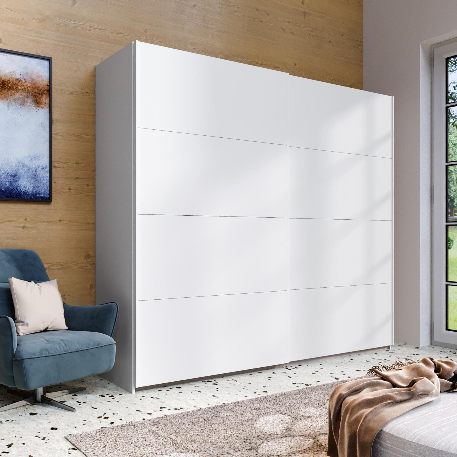 Armadio 251x223h cm bianco con 2 ante scorrevoli - Alen