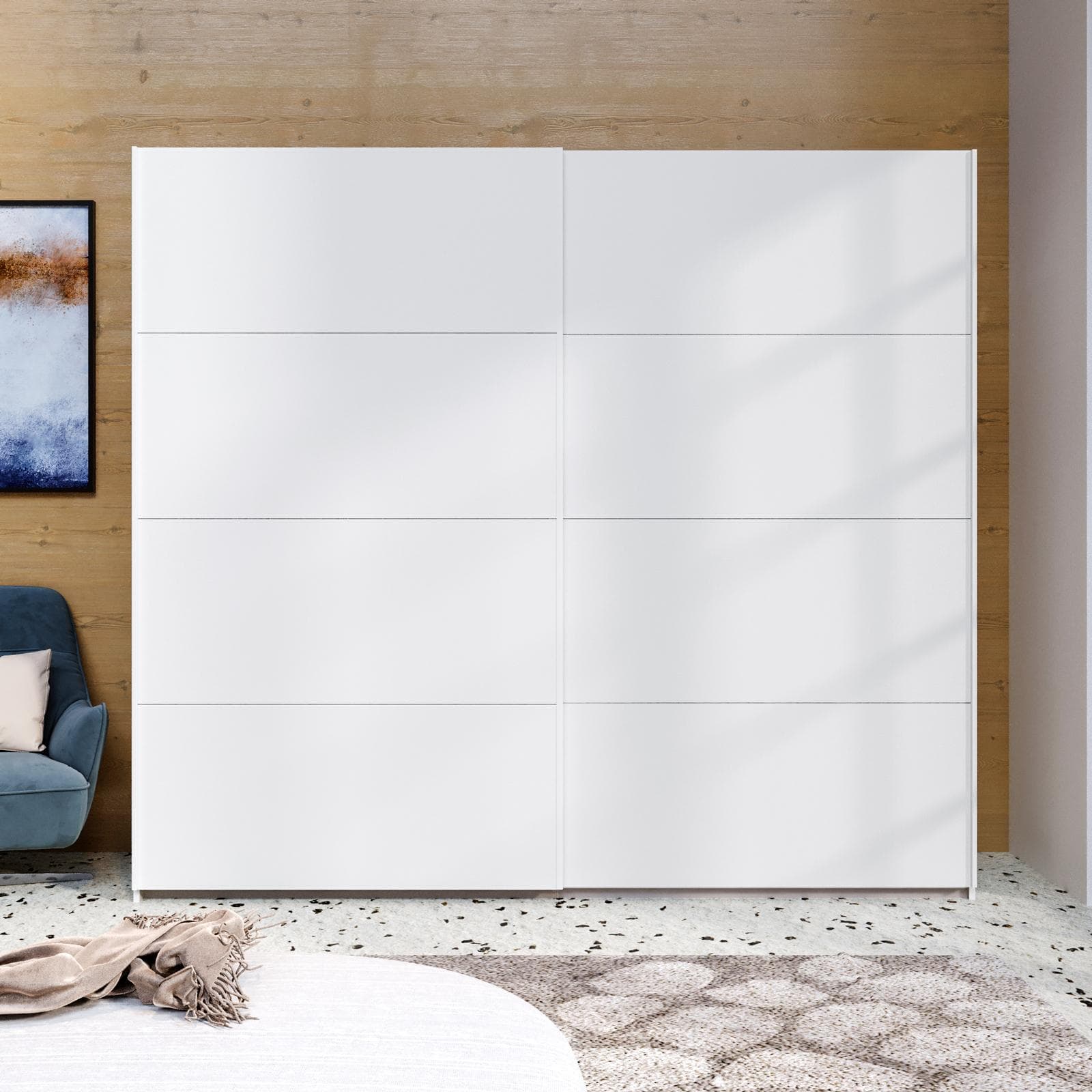 Armadio 251x223h cm bianco con 2 ante scorrevoli - Alen