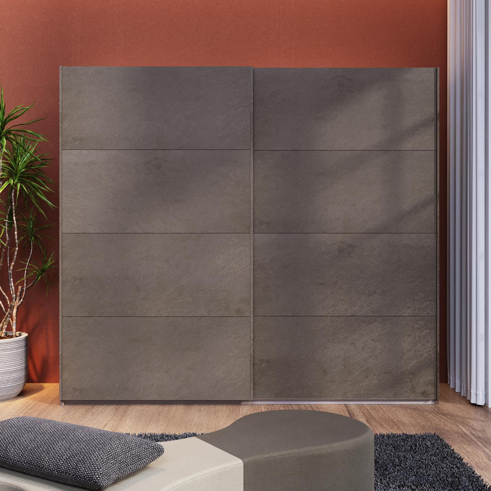 Armadio 251x223h cm bronzo con 2 ante scorrevoli - Alen