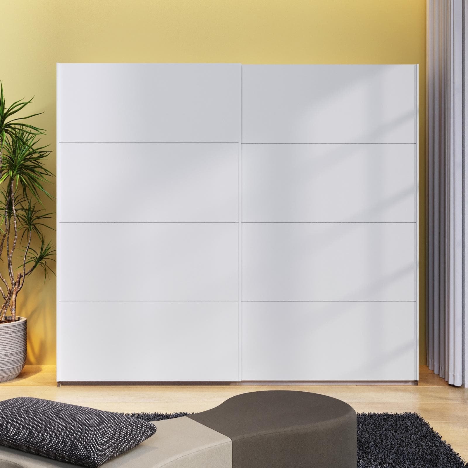 Armadio 251x223h cm bronzo con 2 ante scorrevoli bianco - Alen