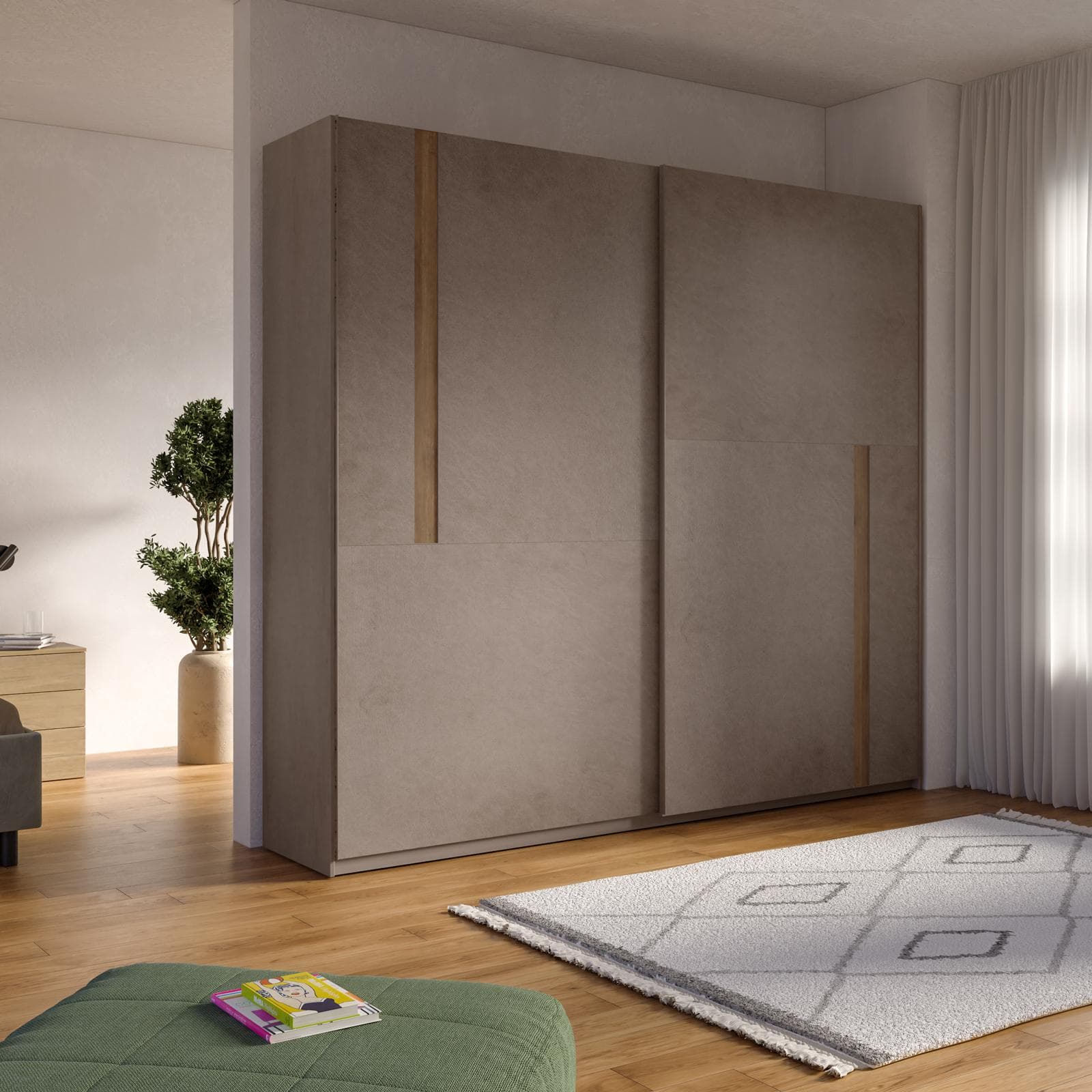 Armadio 275x240h cm con 2 ante scorrevoli bronzo e mercure - Eldon
