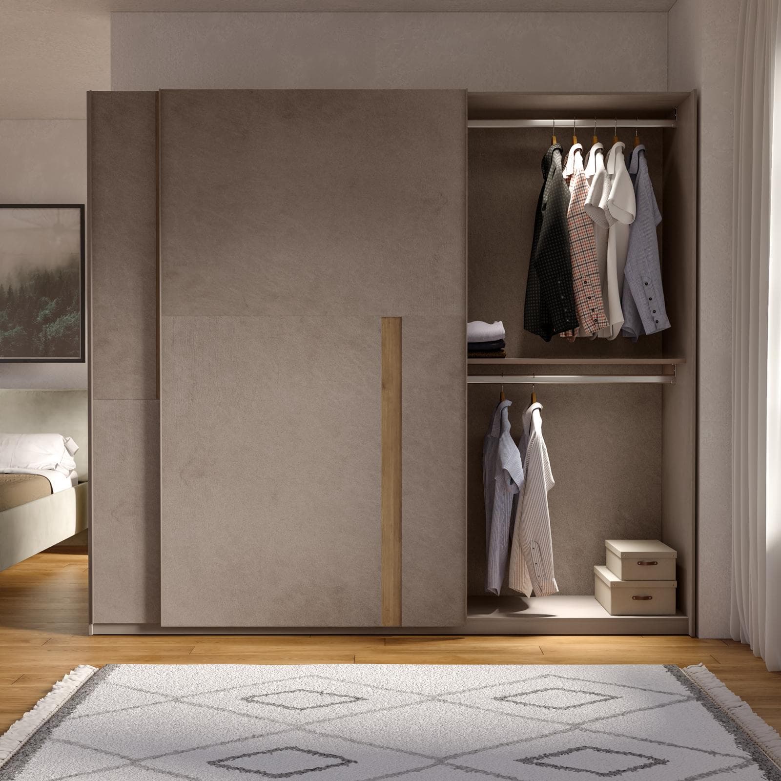 Armadio 275x240h cm con 2 ante scorrevoli bronzo e mercure - Eldon