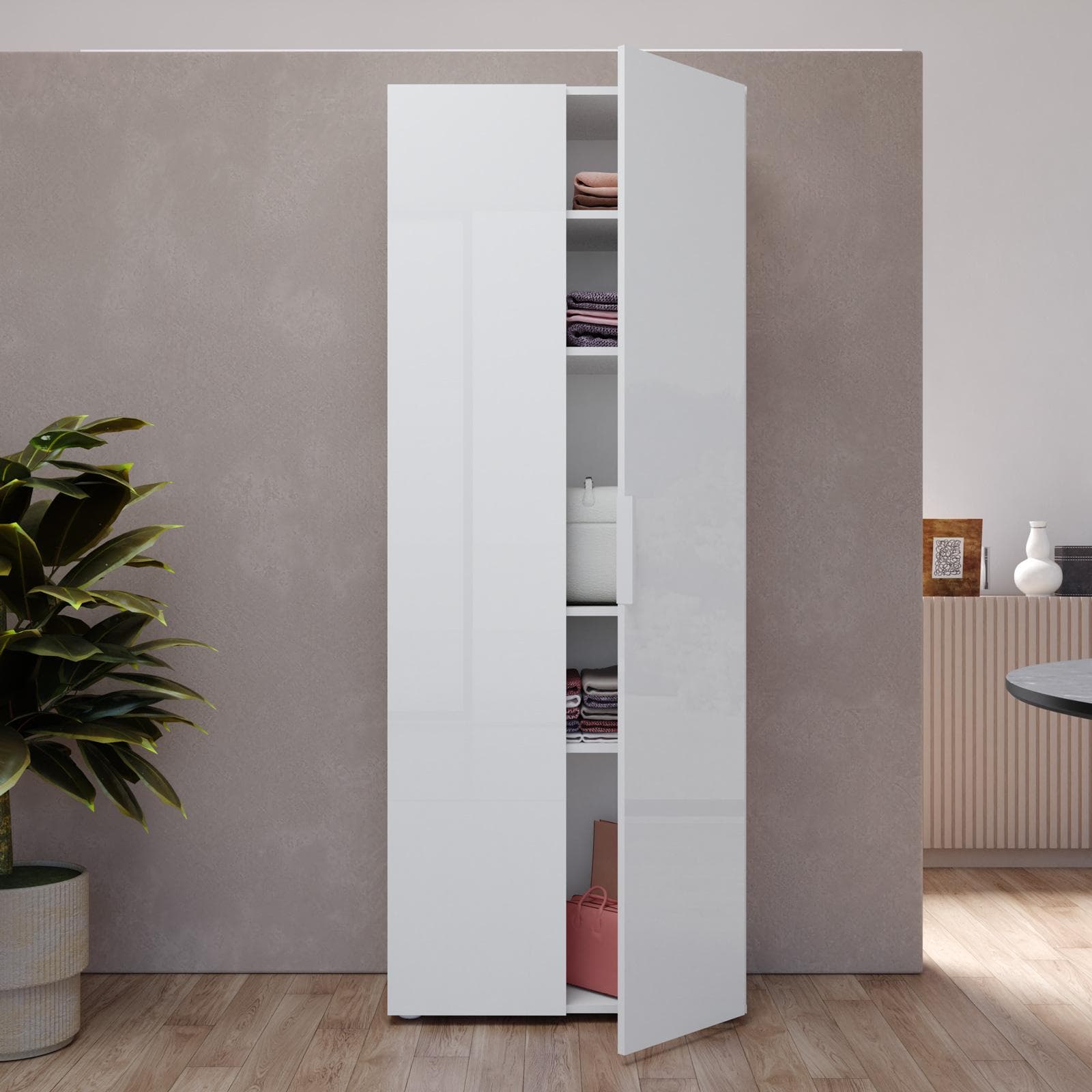 Armadio 70x181h cm bianco opaco con 2 ante - Delhi