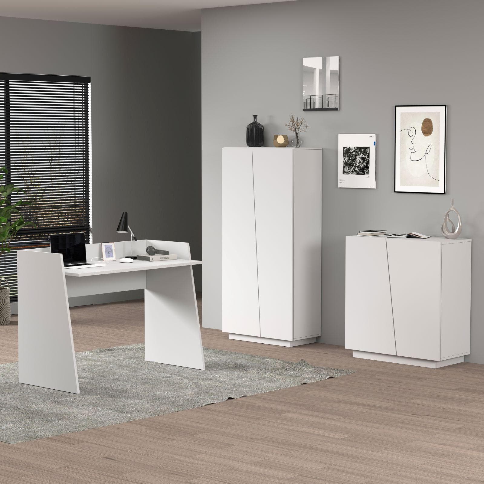 Libreria 80x166h cm bianco opaco con 2 ante - Meg