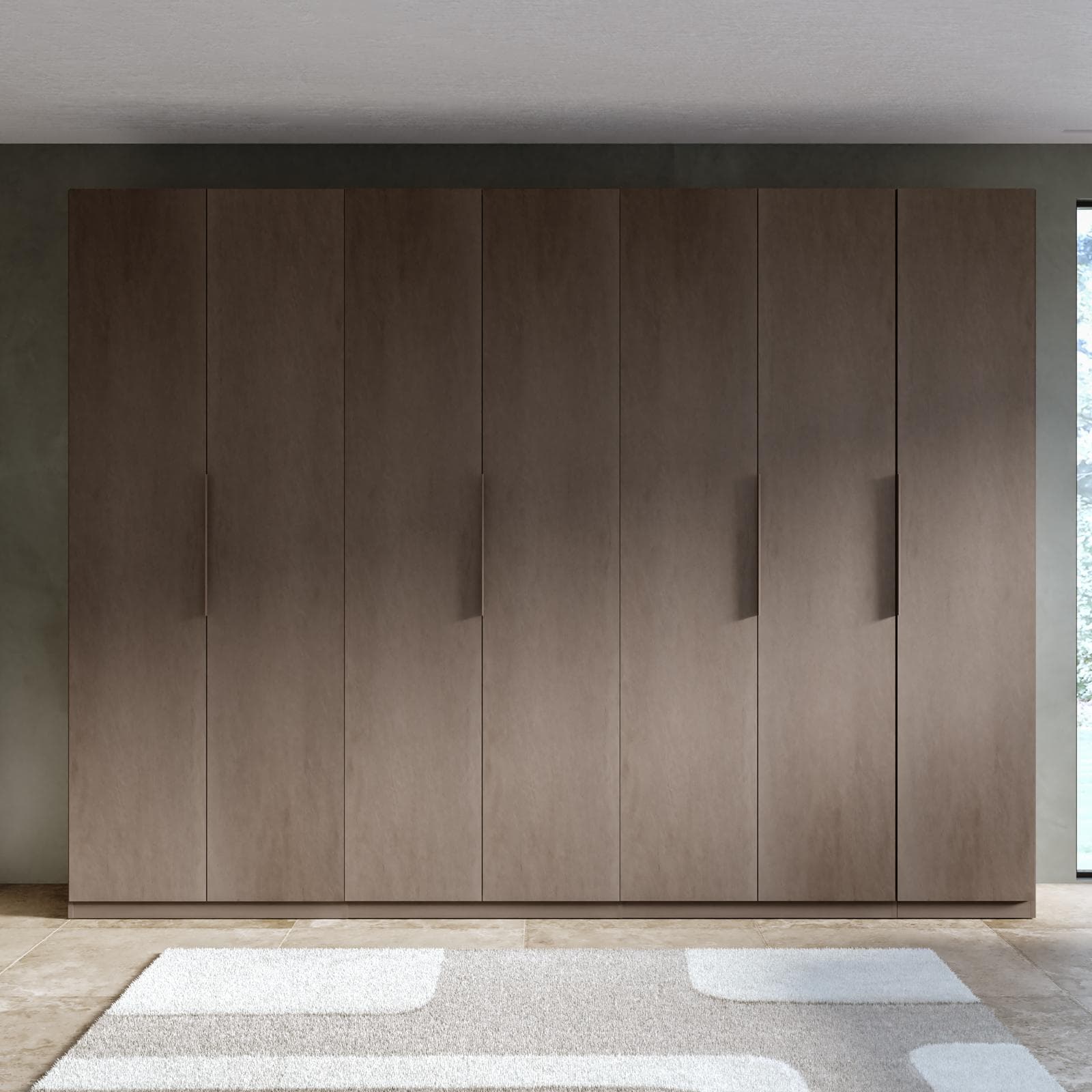 Armadio battente 318x240h cm 7 ante reversibili con soft close bronzo - Codey