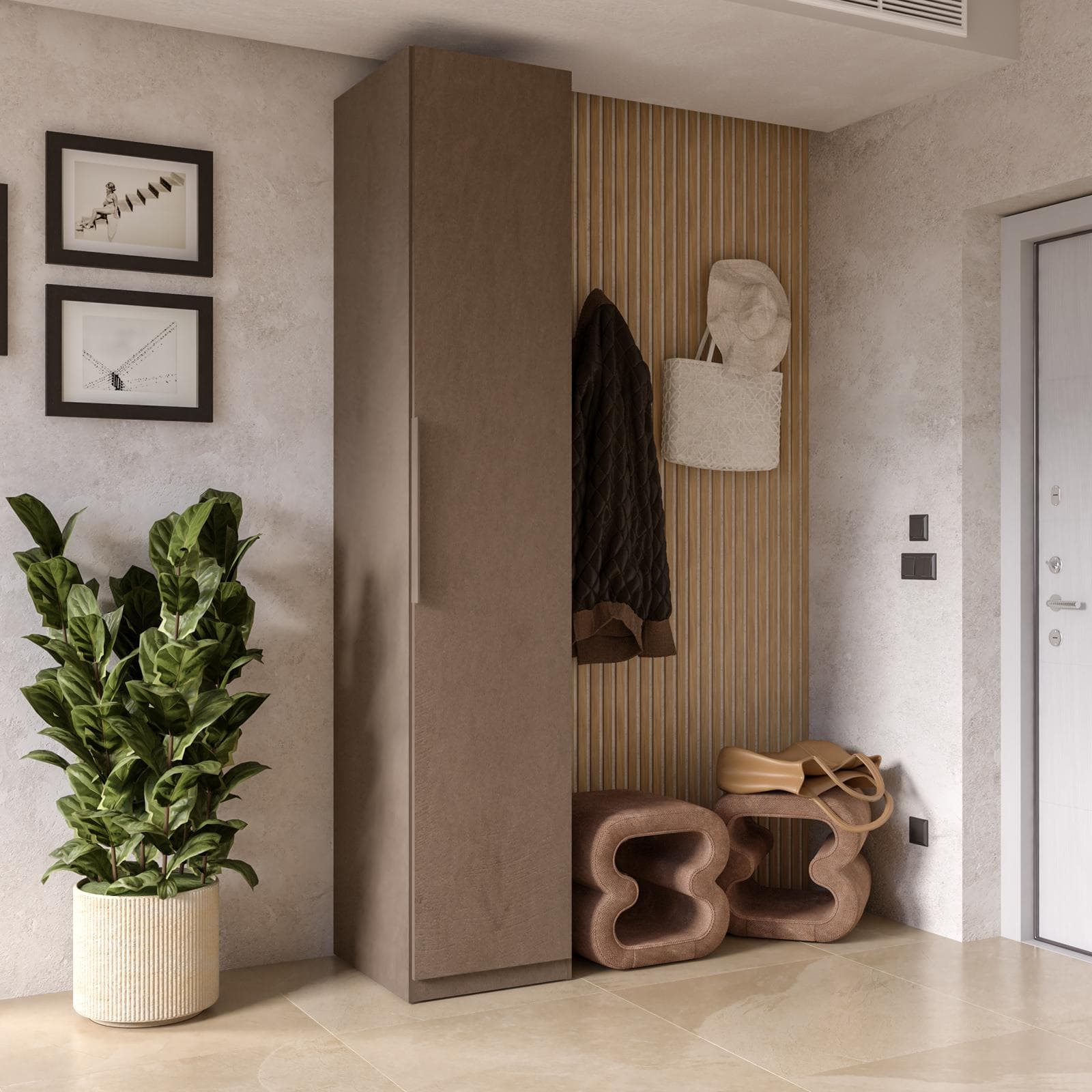 Cappottiera 47x240h cm 1 anta reversibile con soft close bronzo - Codey
