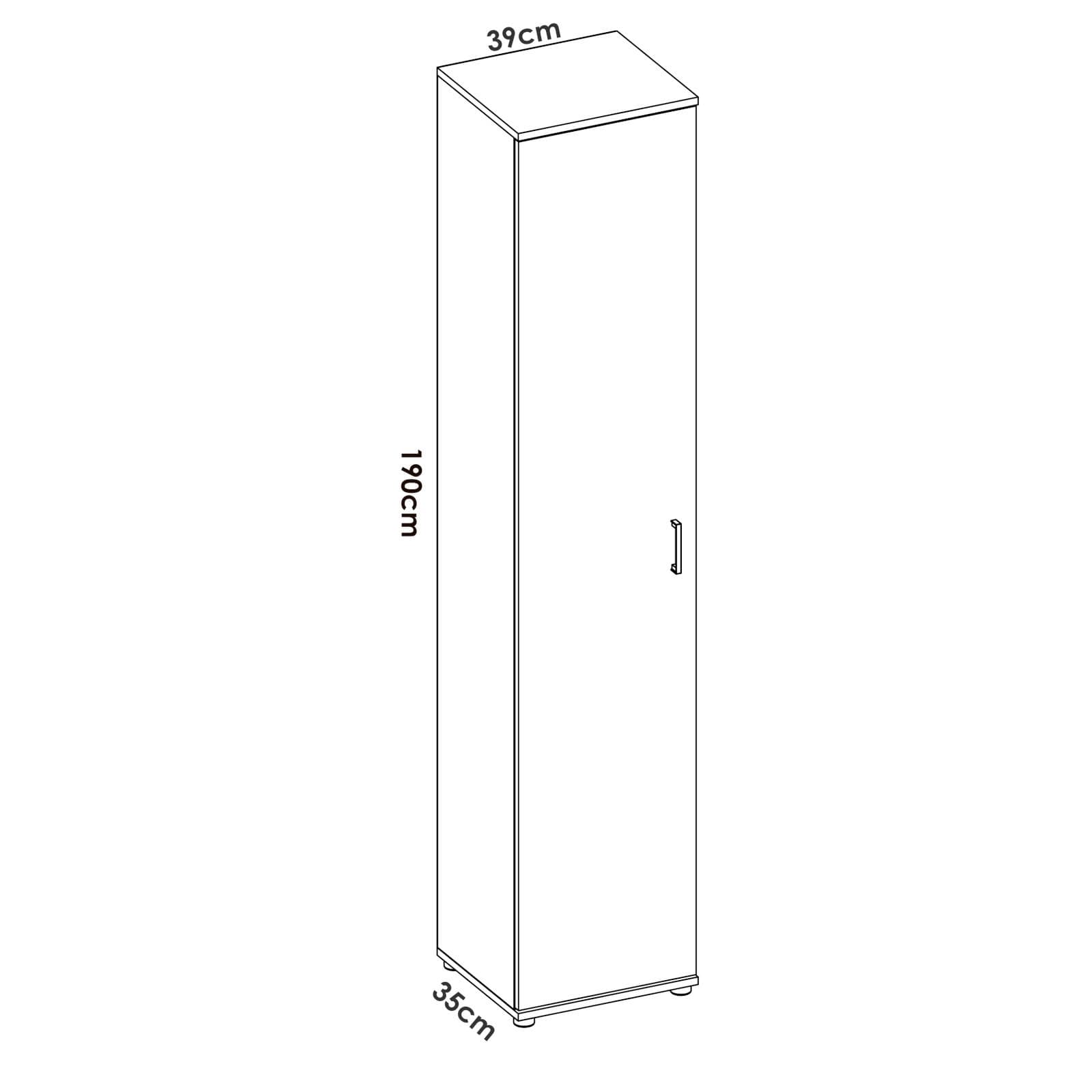 Armadio multiuso 39x190h cm in legno naturale con anta singola - Dagen