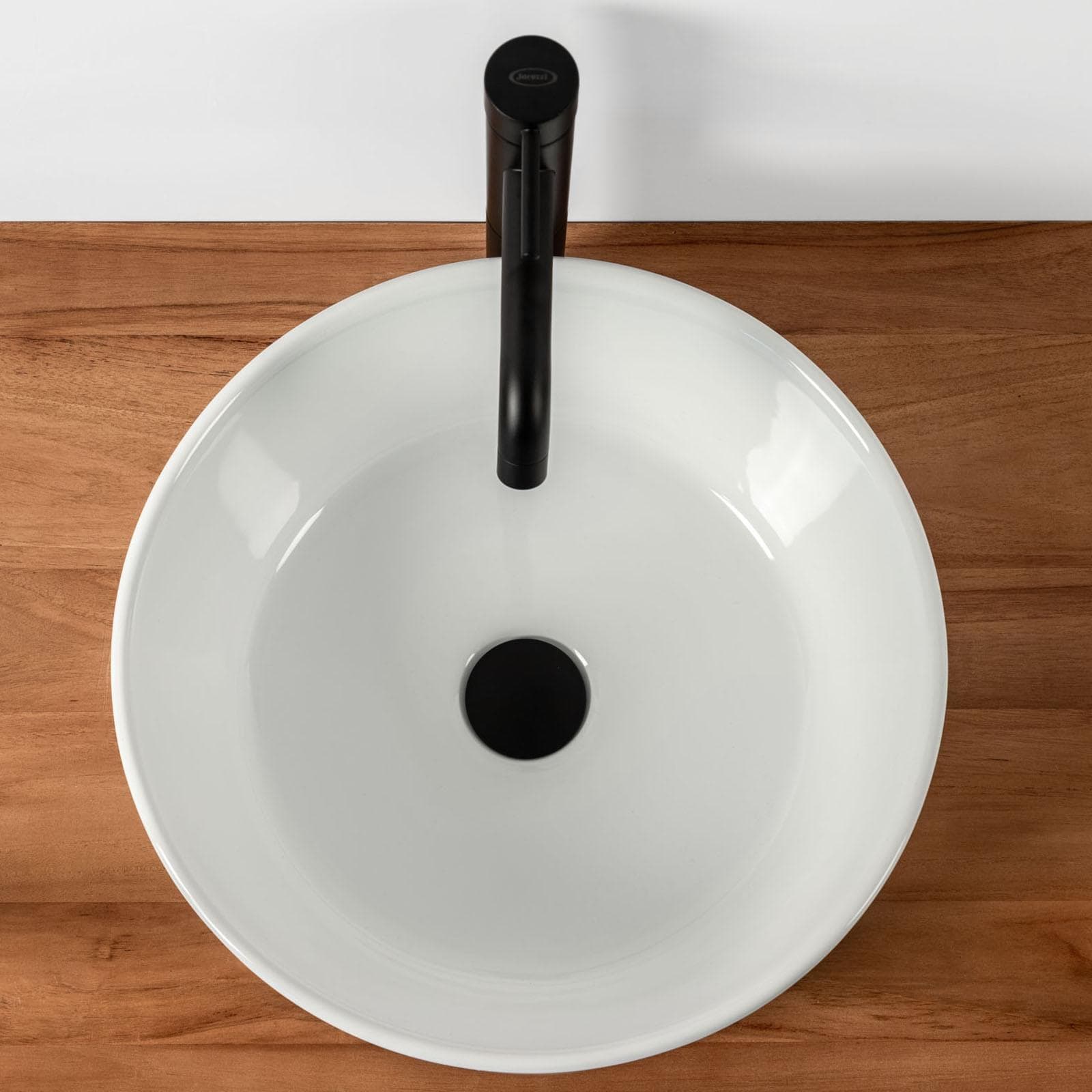 Bacinella in ceramica lavabo d'appoggio tondo 40 cm bianco lucido in ceramica