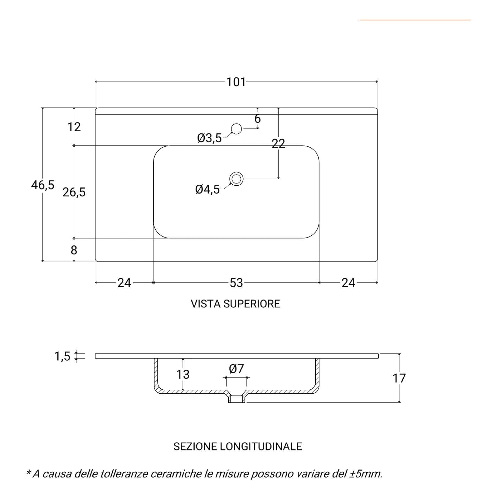 Bagno completo con mobile sospeso 100 cm rovere deciso 3 ante con specchio sanitari e miscelatori - Davis