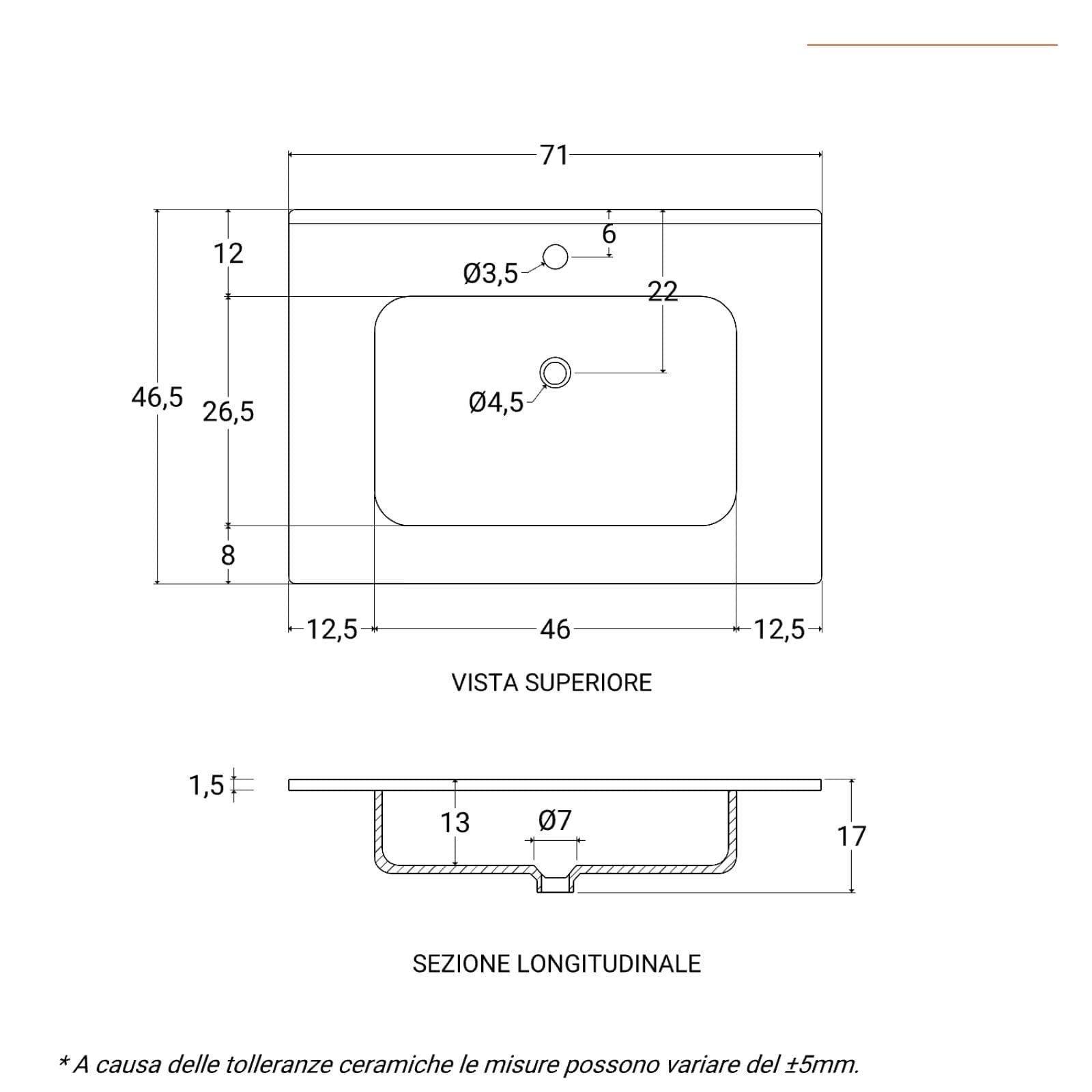 Bagno completo con mobile sospeso 70 cm bianco opaco 2 ante con specchio sanitari e miscelatori - Davis