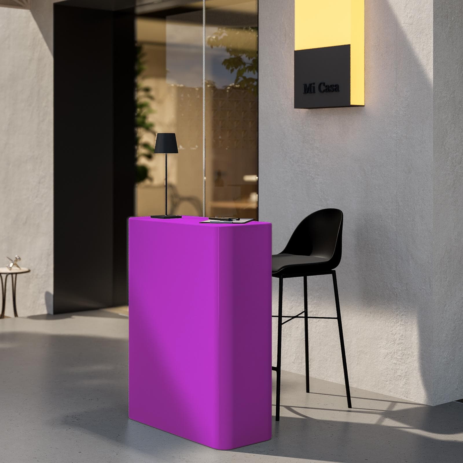 Bancone reception rettangolare 90 h cm in polietilene viola - Katrine