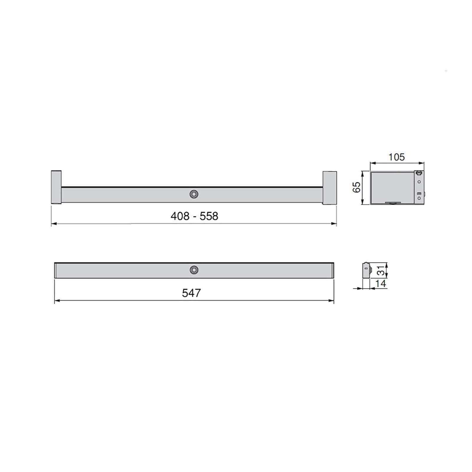 Barra appendiabiti per armadio con luce led 41-56 cm in alluminio verniciato moka - Clever