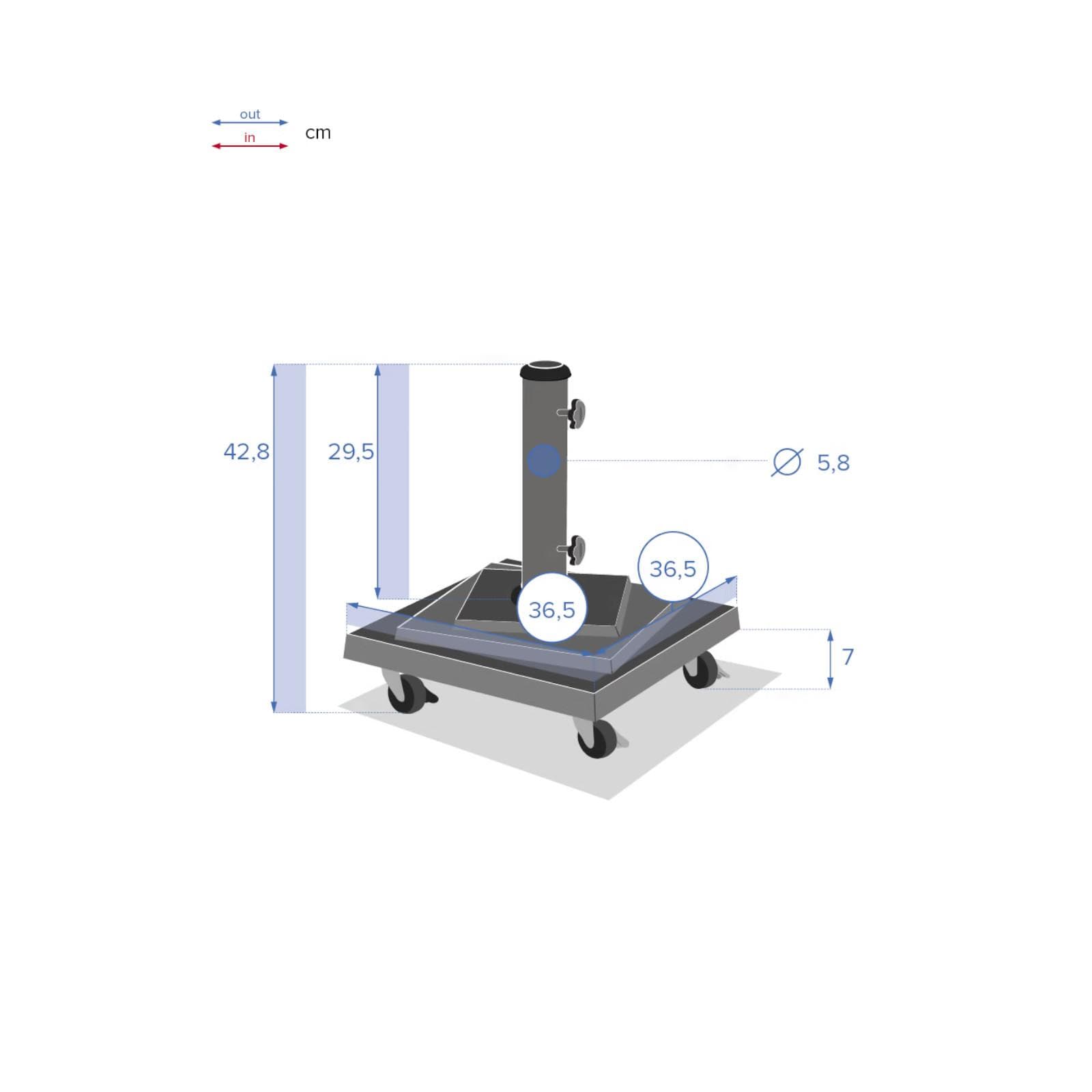 Base ombrellone con ruote 36,5x36,5 cm da 15 kg in cemento armato nero - Ghana