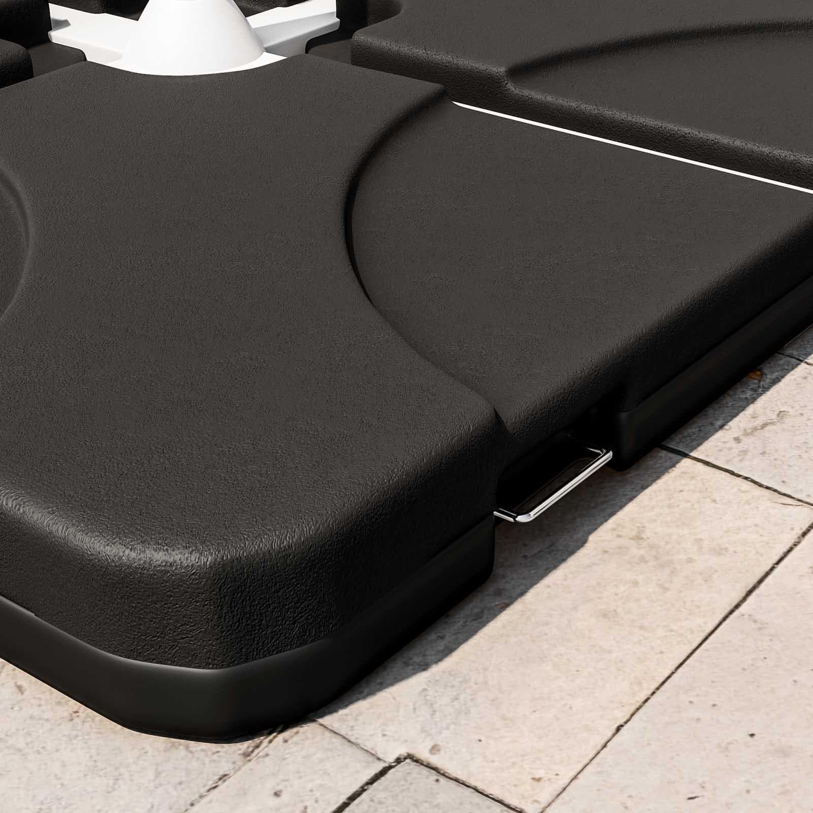 Base ombrellone in 4 pezzi nera 50x50 cm riempimento con acqua o sabbia