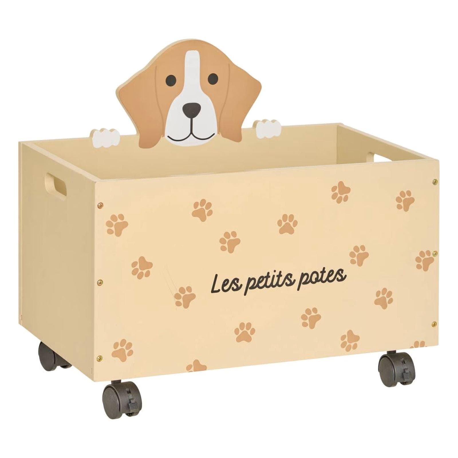 Contenitore 48x42h cm in legno beige con ruote - Kids
