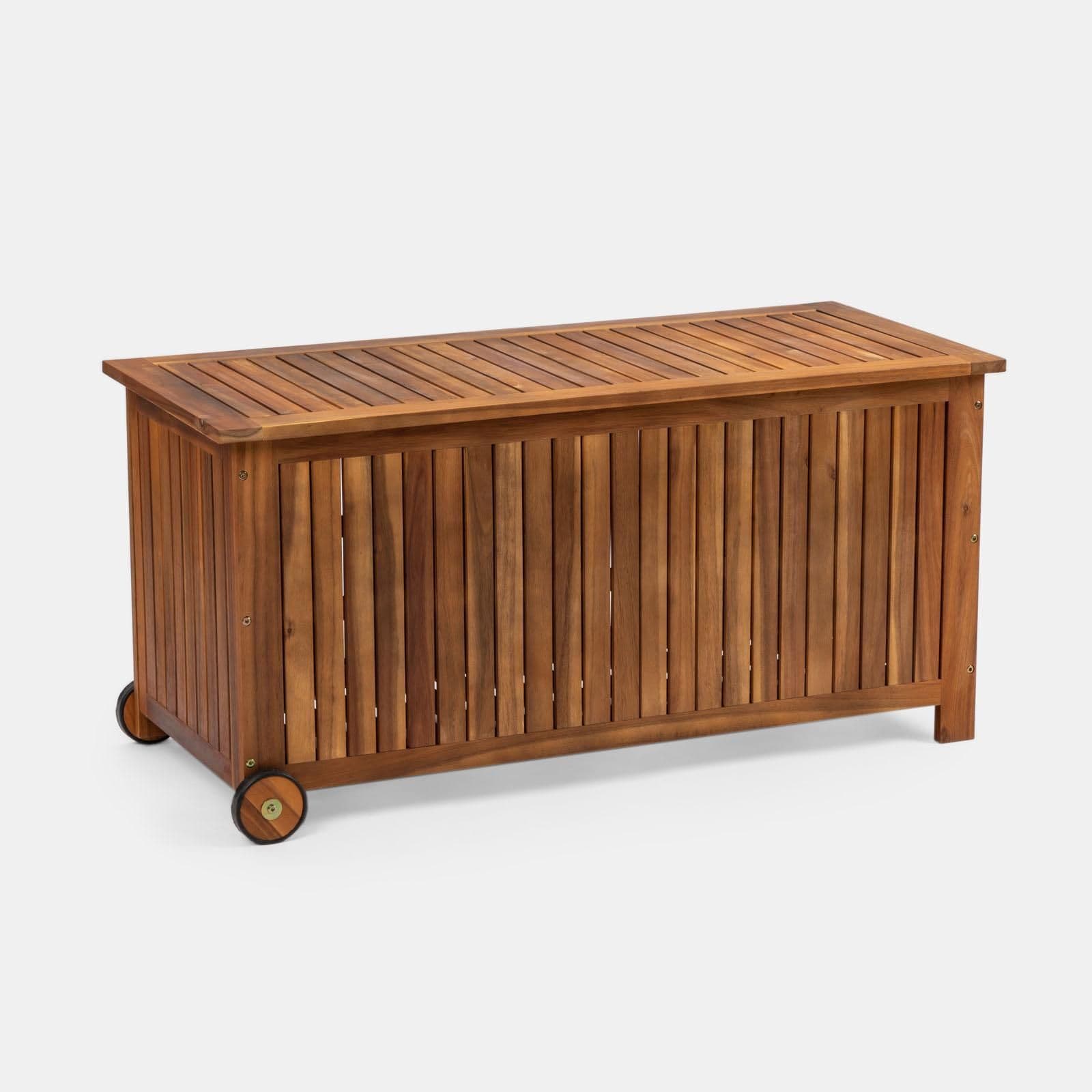 Baule contenitore in legno di acacia con ruote - Paja