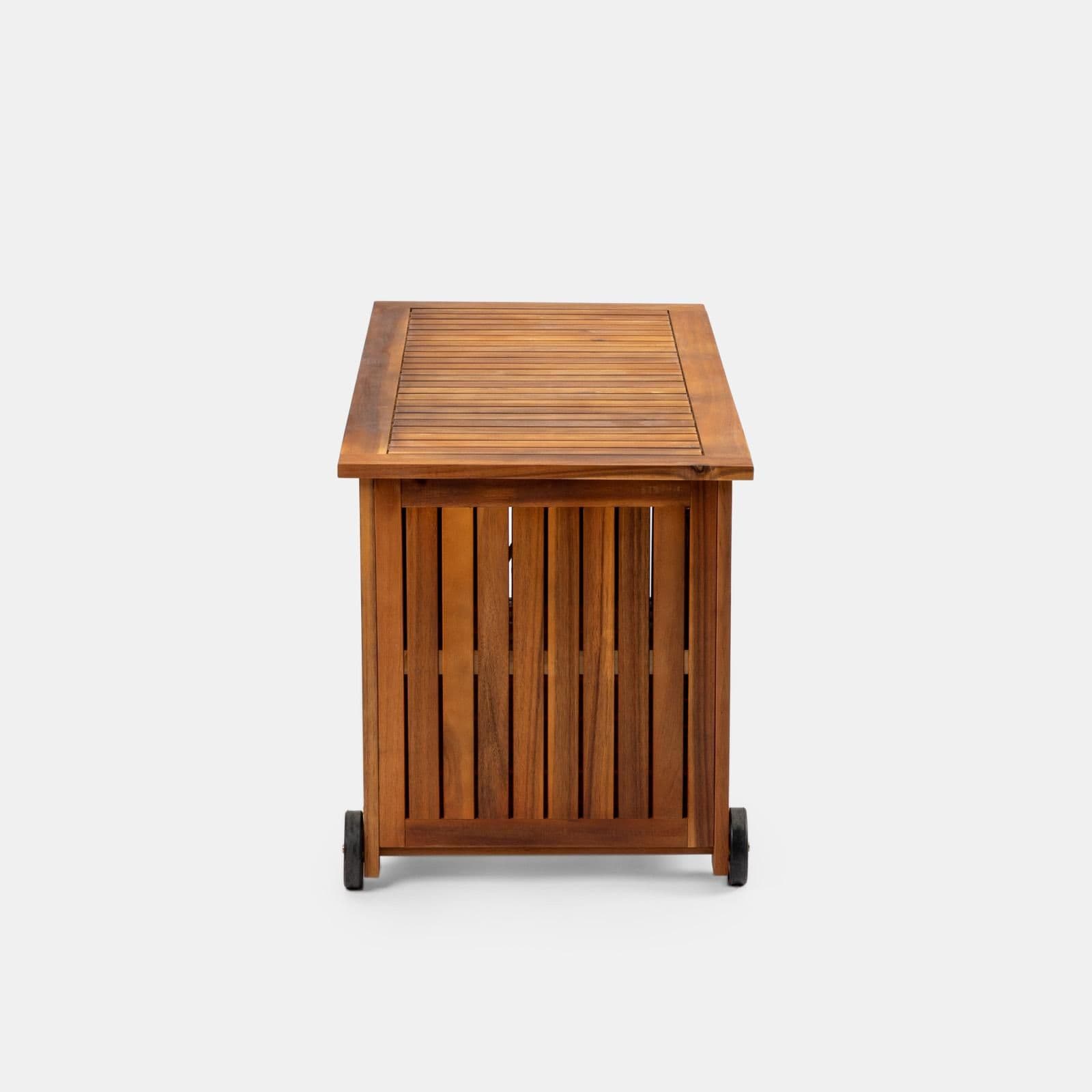 Baule contenitore in legno di acacia con ruote - Paja