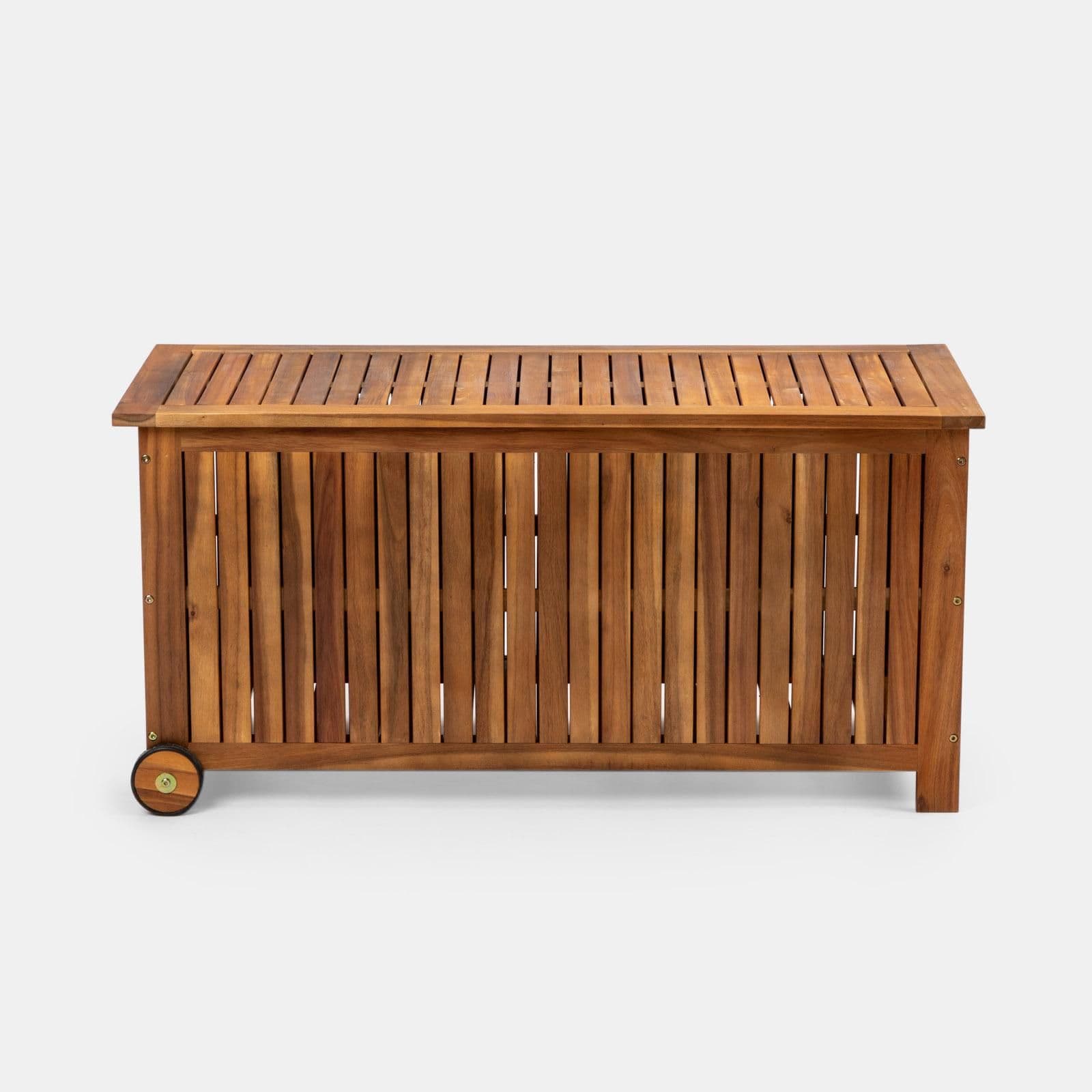 Baule contenitore in legno di acacia con ruote - Paja