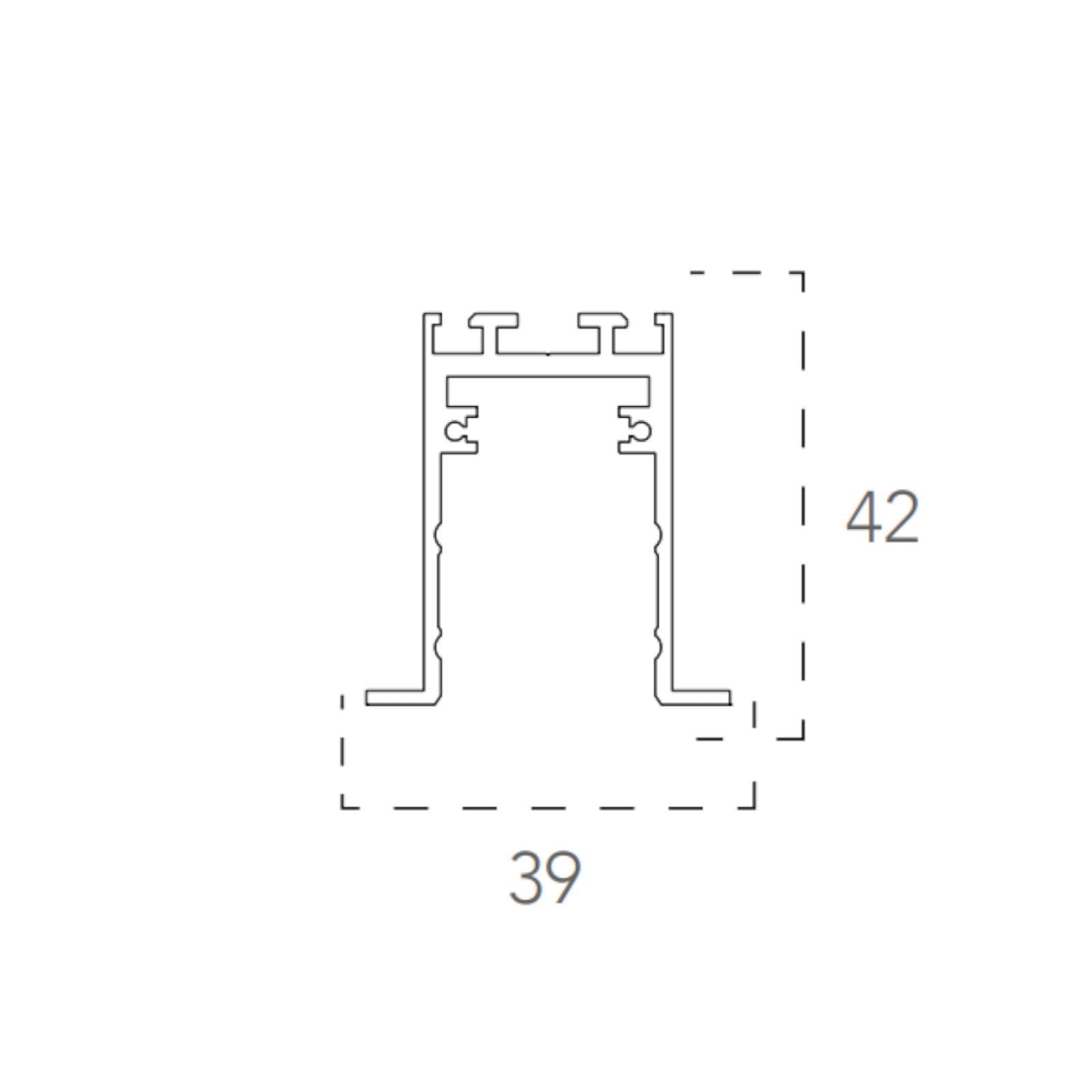 Binario 2 m a incasso con cornice in alluminio nero - Power Inc