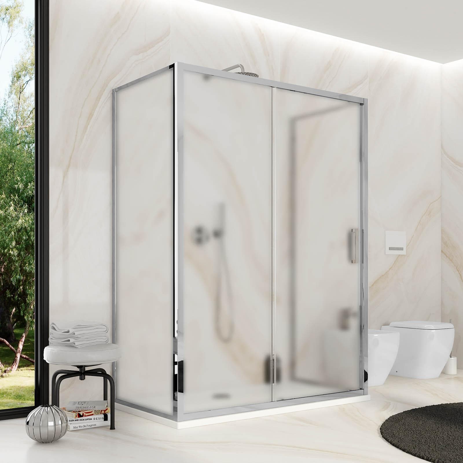 Box 3 lati 70x140x70 cm scorrevole vetro opaco profilo cromo 195h - Moritz