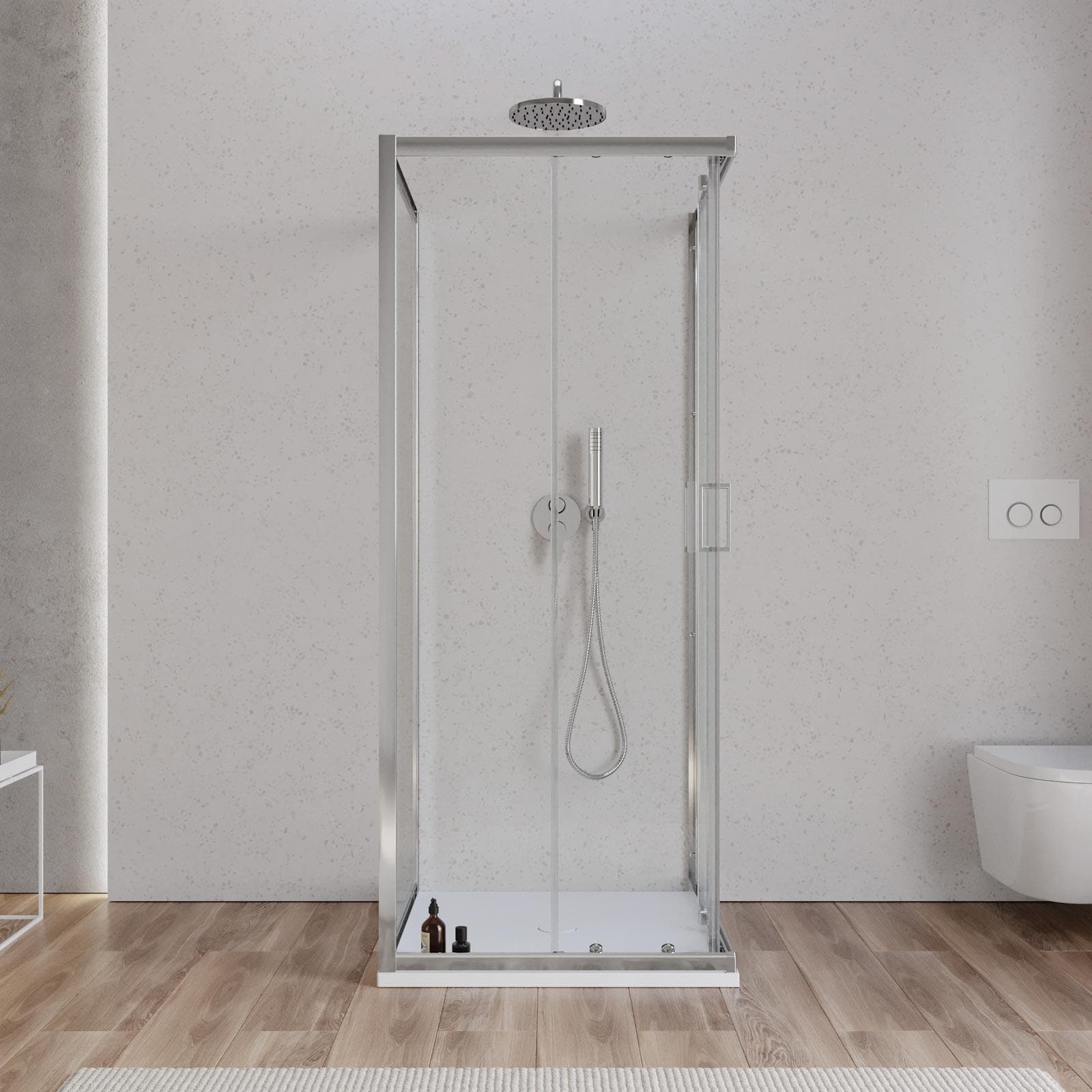Box 3 lati 75x75x75 cm doppio scorrevole vetro temperato 6mm trasparente 185h - Young