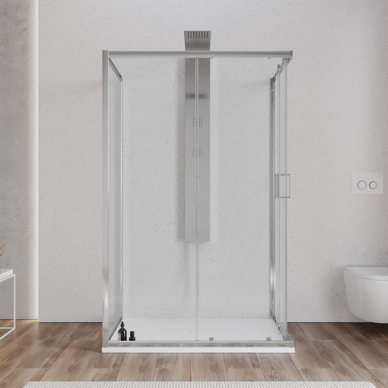 Box 3 lati 80x120x80 cm doppio scorrevole vetro temperato 6mm trasparente 185h - Young