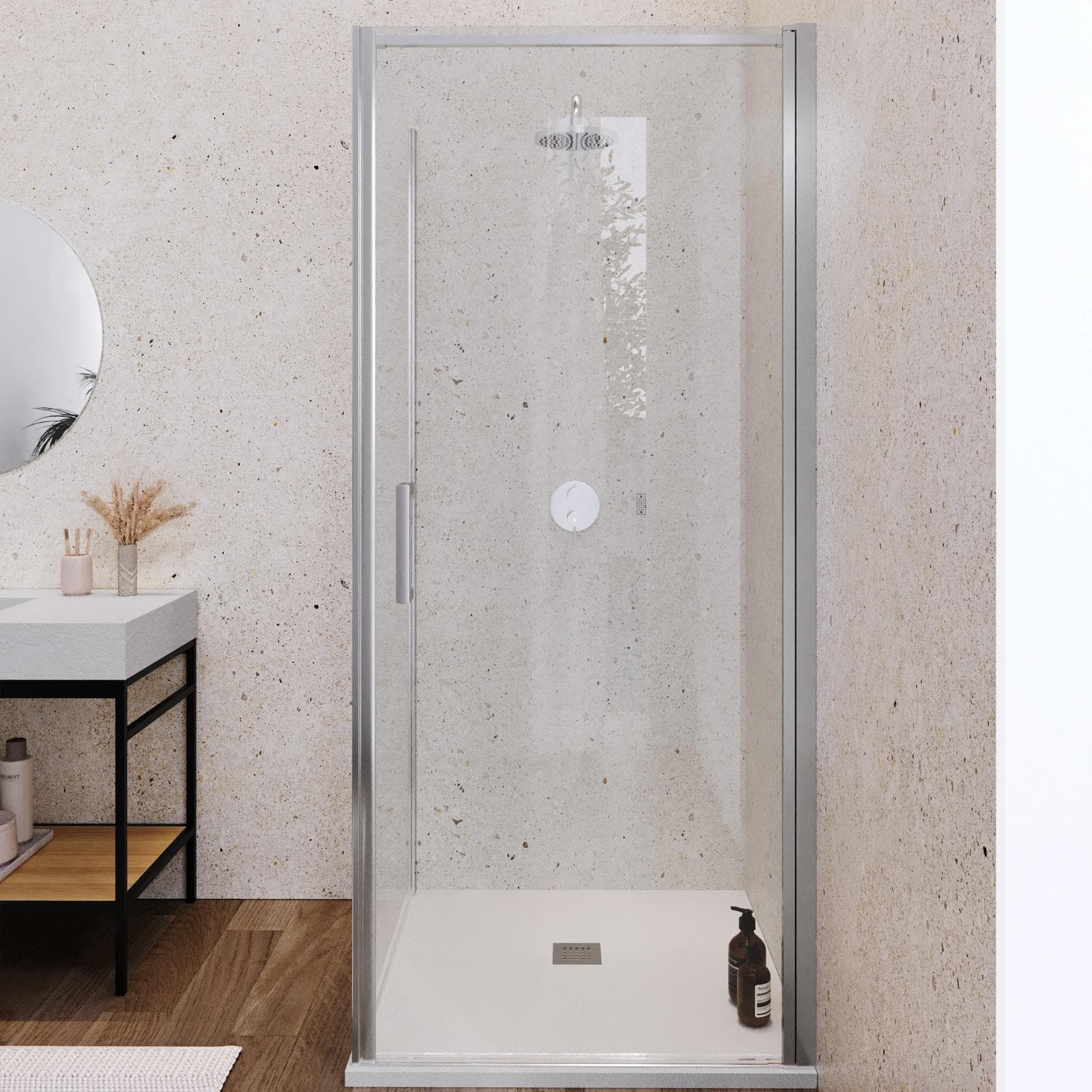 Box doccia 100X100 cm battente con vetro anticalcare trasparente e profilo cromo 200h - Artego