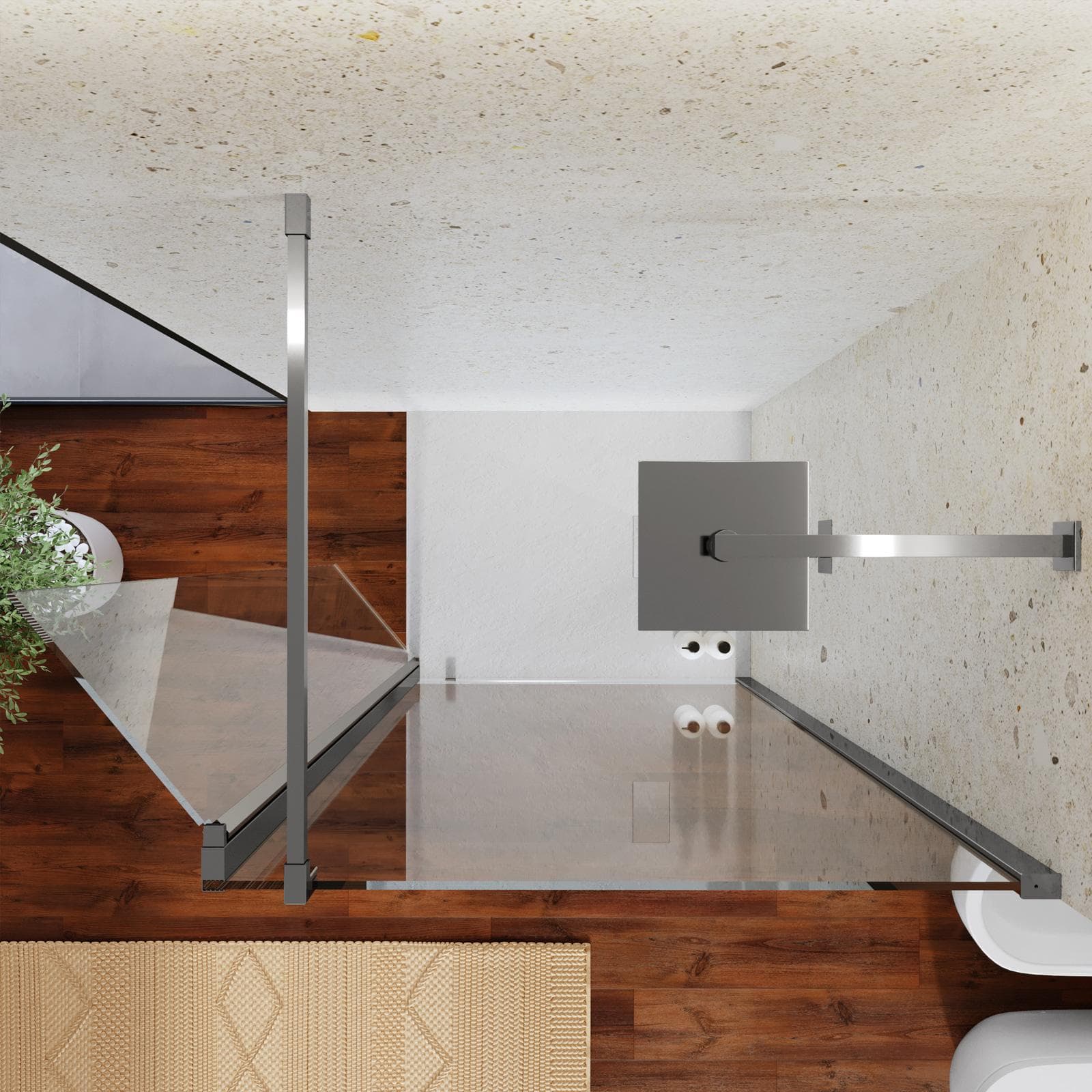 Box doccia walk in da 90 cm con anta girevole trasparente anticalcare 200h cm - Keep