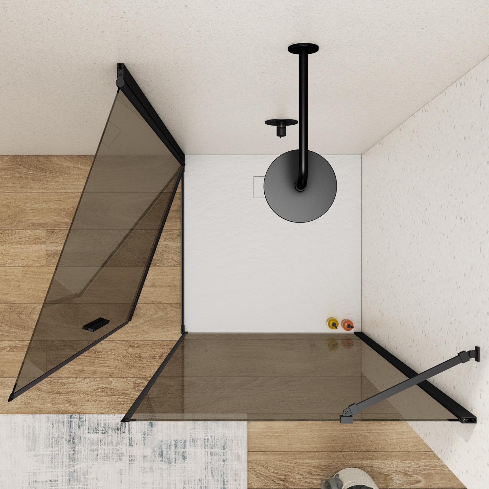 Box doccia 100X100 cm battente 100 cm con vetro temperato bronzato e profilo nero 195h - Nilo