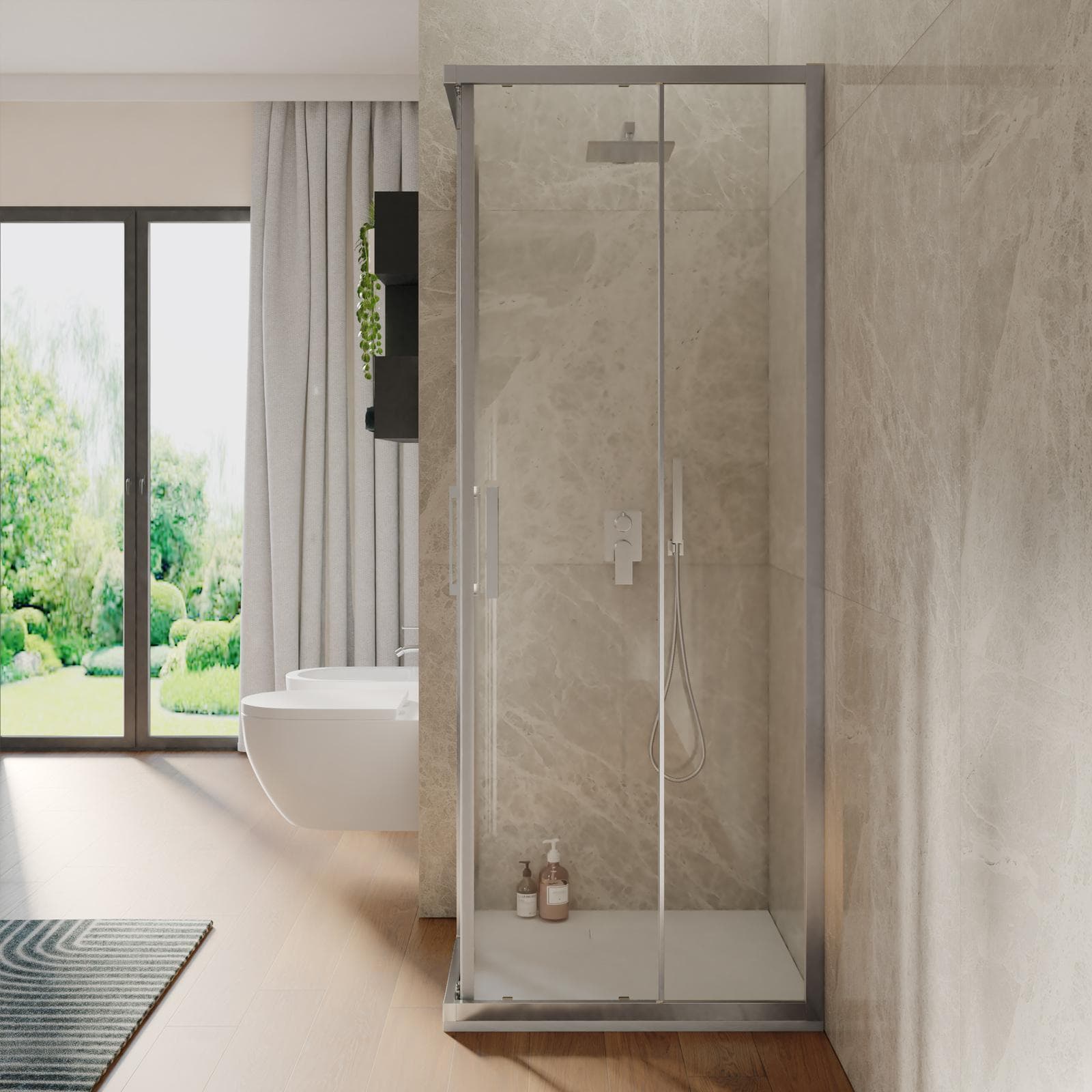 Box doccia 100x100 cm angolare scorrevole vetro trasparente anticalcare profilo cromo 195h - Moritz
