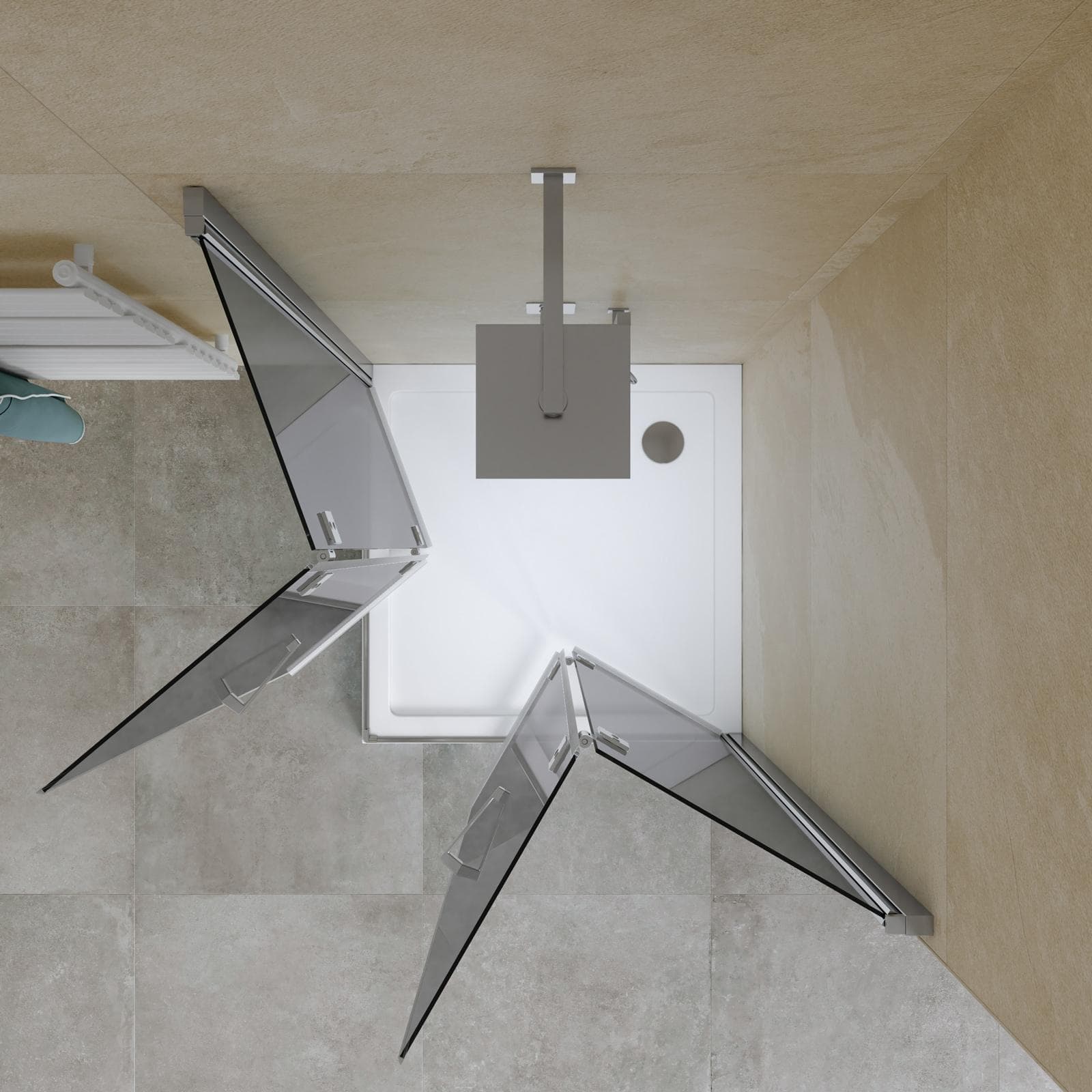 Box doccia 100x100 cm doppio soffietto vetro anticalcare fumè e profilo cromo 195h - Flexy