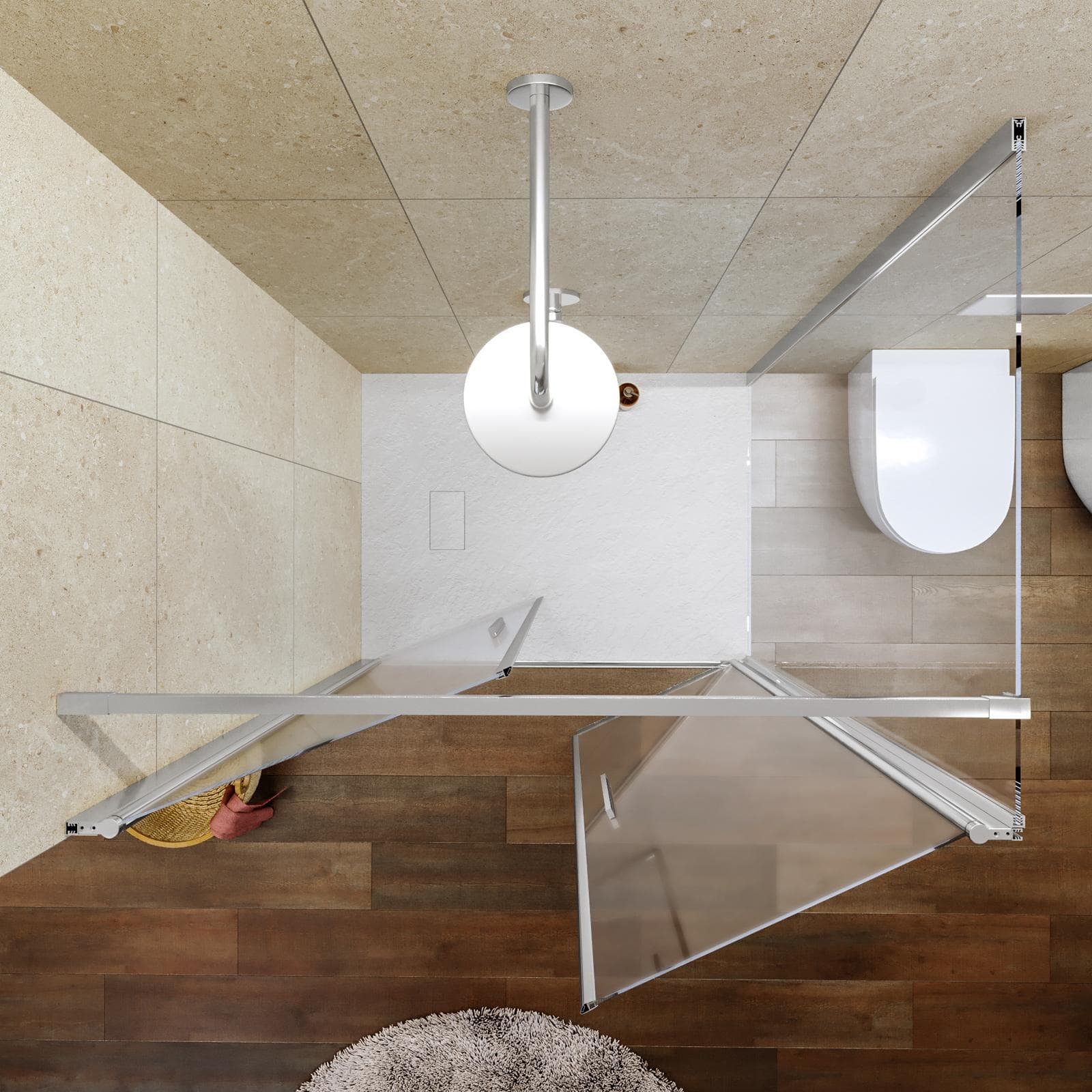 Box doccia 100x120 apertura saloon con vetro anticalcare opaco e profilo cromo 195h - Lost