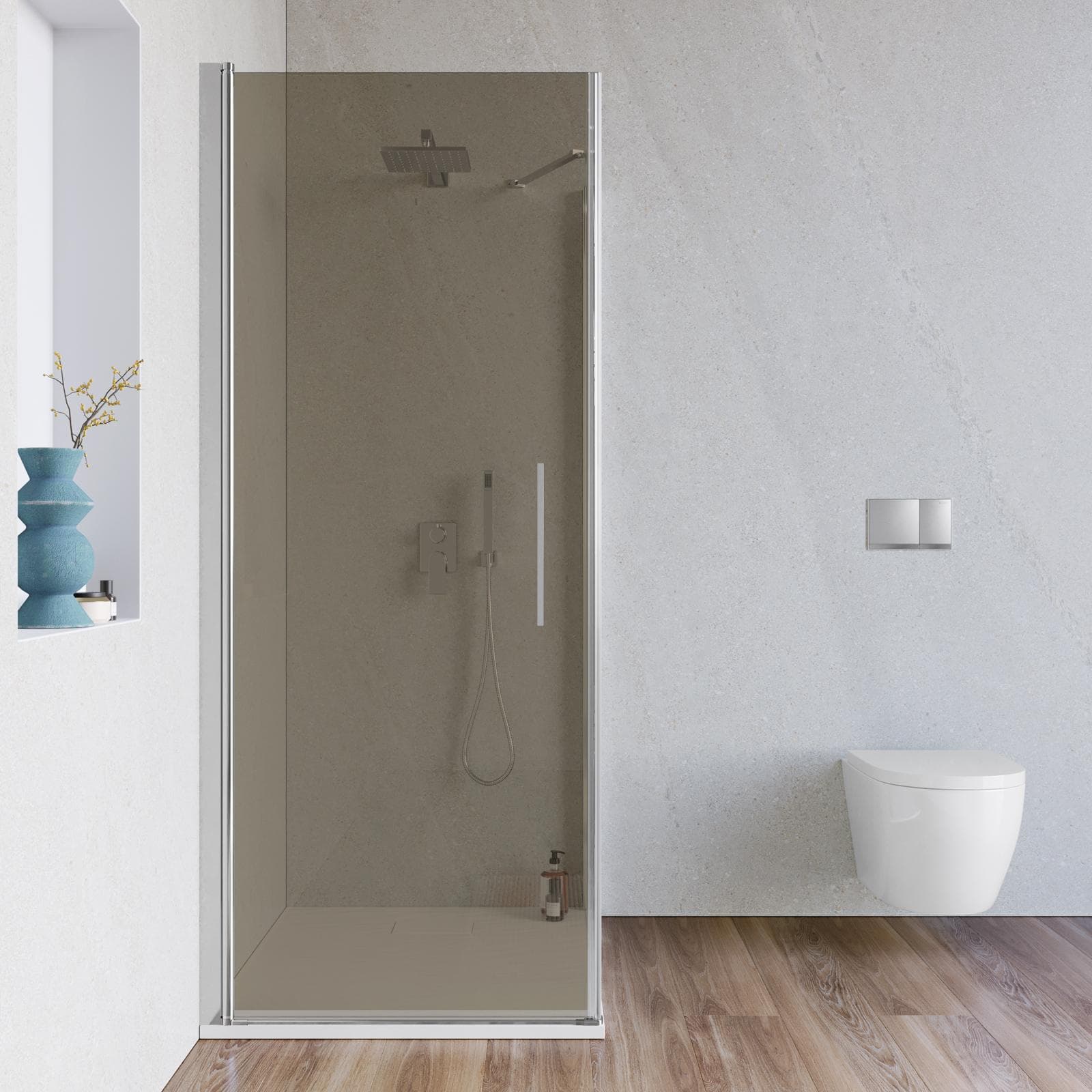 Box doccia 100x70 cm battente 70 cm con vetro temperato bronzato e profilo cromo 195h - Nilo