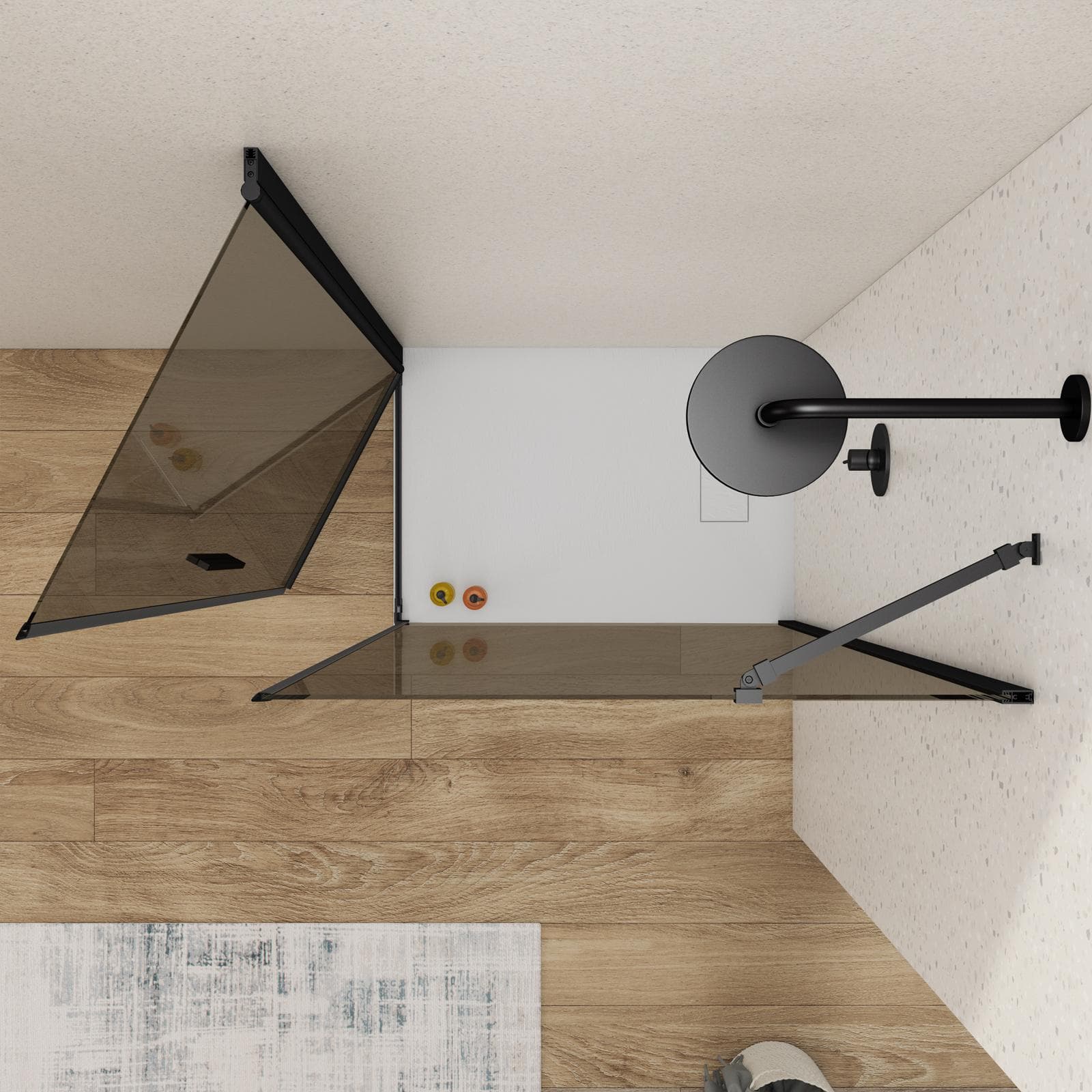 Box doccia 100X80 cm battente 80 cm con vetro temperato bronzato e profilo nero 195h - Nilo