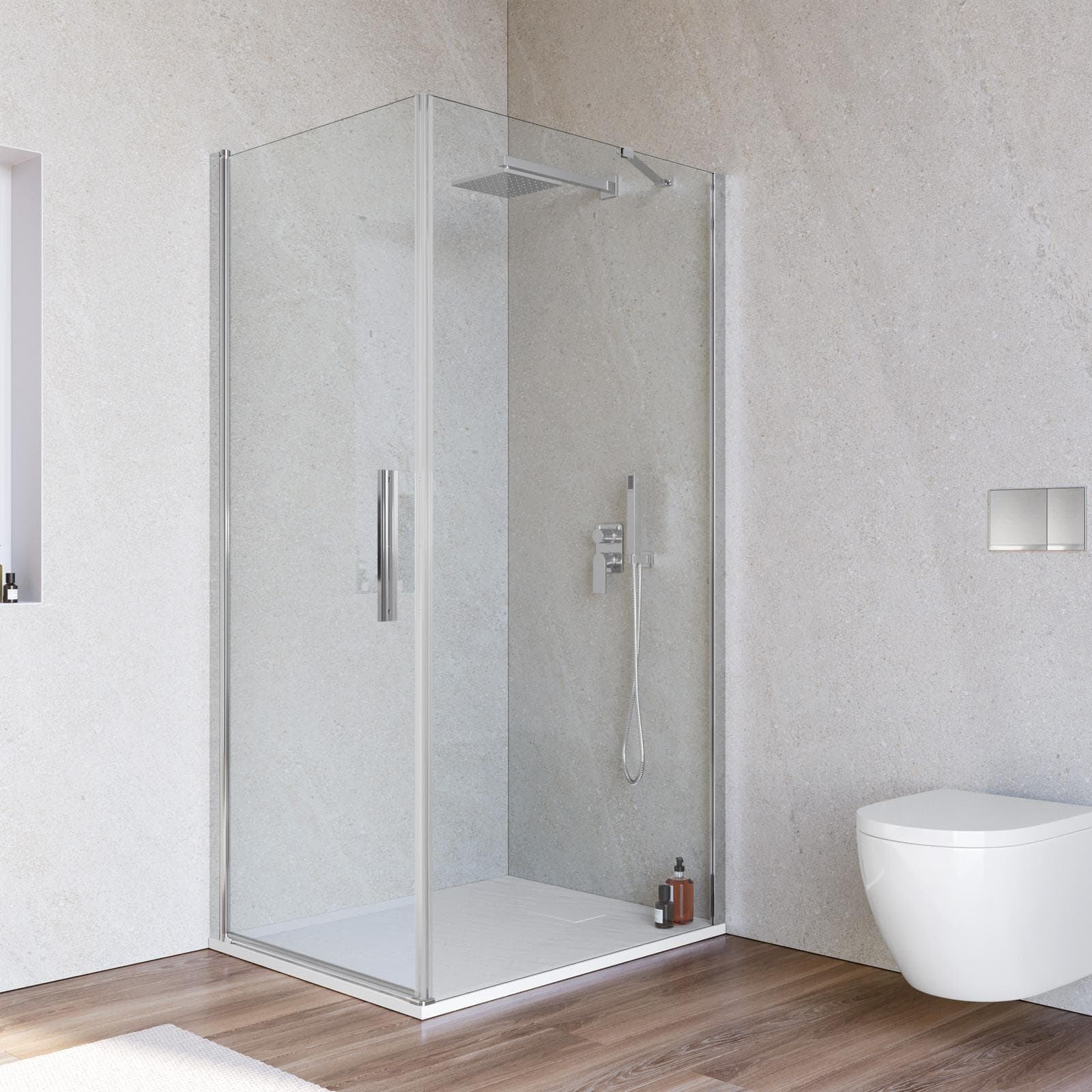 Box doccia 100X85 cm battente 85 cm con vetro temperato trasparente e profilo cromo 195h - Nilo