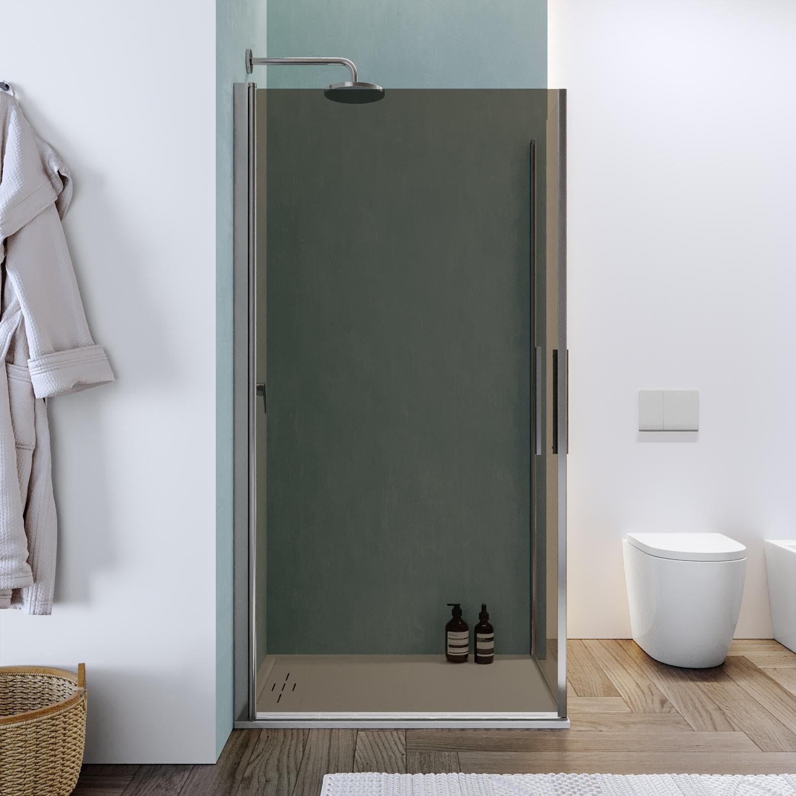 Box doccia 100X85 cm doppio battente con vetro temperato bronzato e profilo cromo 195h - Nilo