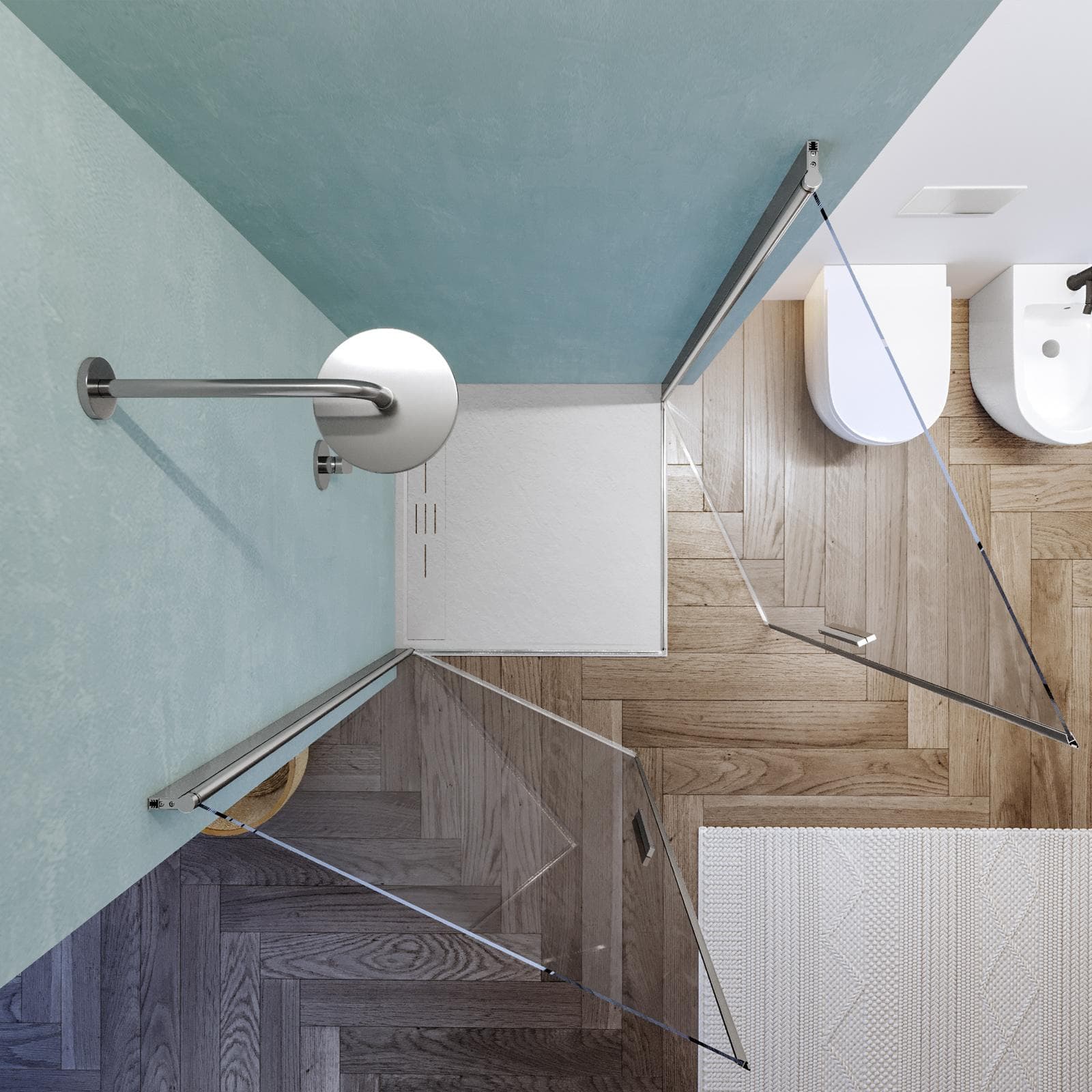 Box doccia 100X95 cm doppio battente con vetro temperato trasparente e profilo cromo 195h - Nilo
