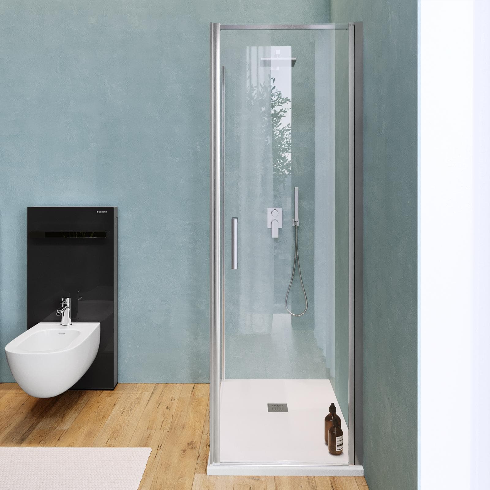 Box doccia 120X70 cm battente con vetro anticalcare trasparente e profilo cromo 200h - Artego