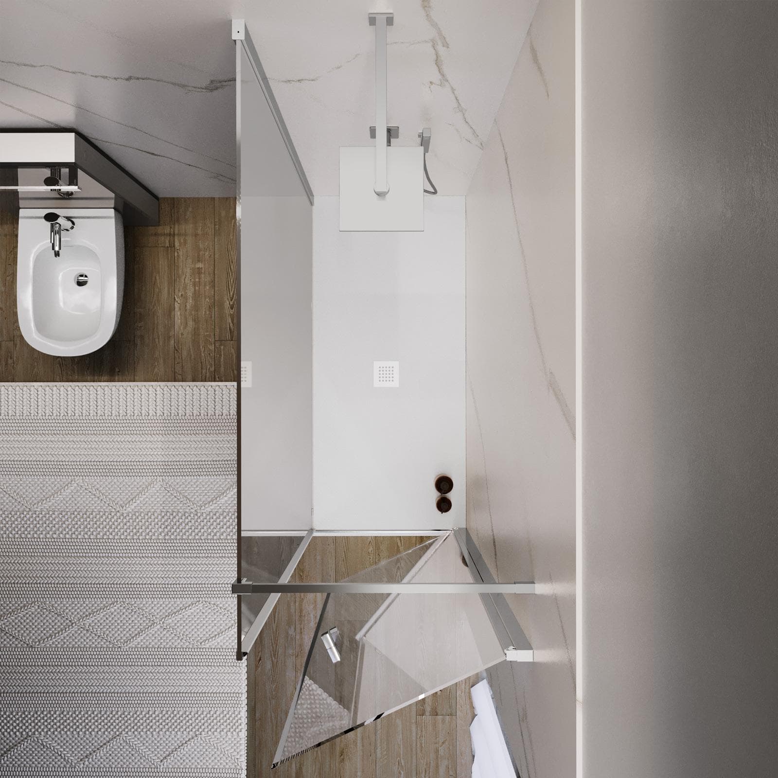 Box doccia 140X70 cm lato fisso specchiato con battente e profilo cromo 200h - Artego Duo