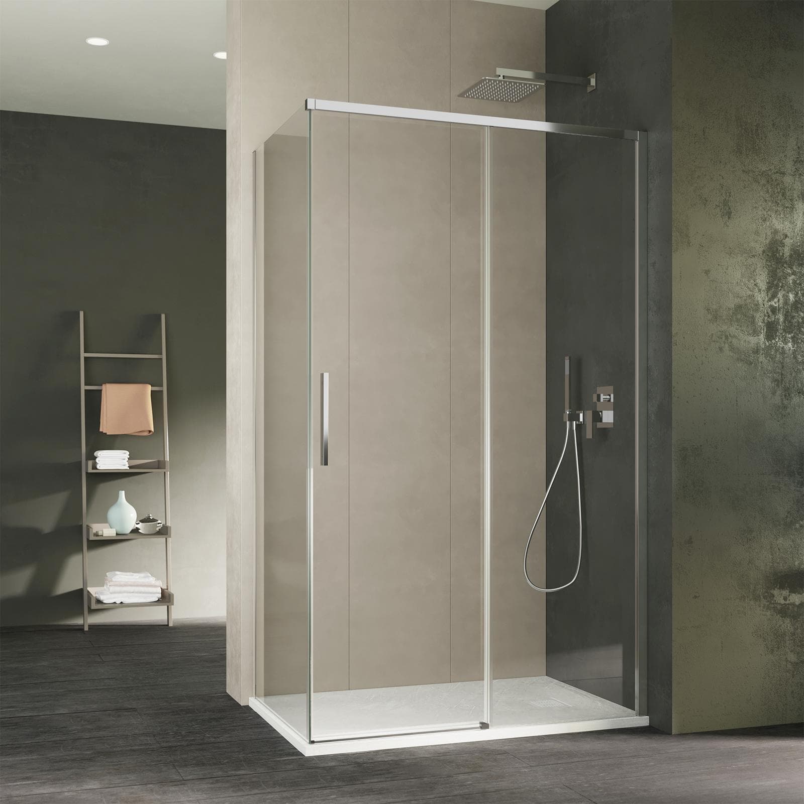 Box doccia 140X80 cm scorrevole dx con vetro anticalcare trasparente e profilo cromo 200h - Kiri