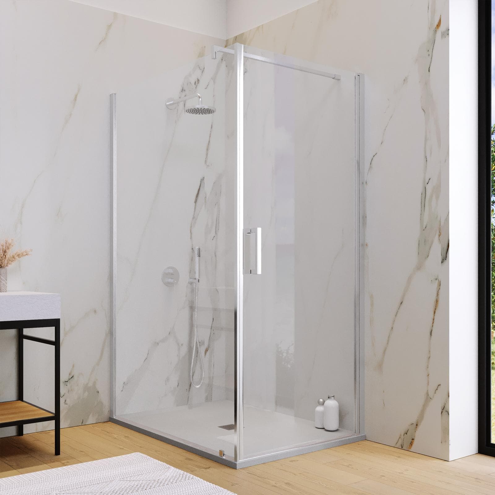 Box doccia 140X90 cm battente con vetro anticalcare trasparente e profilo cromo 200h - Artego