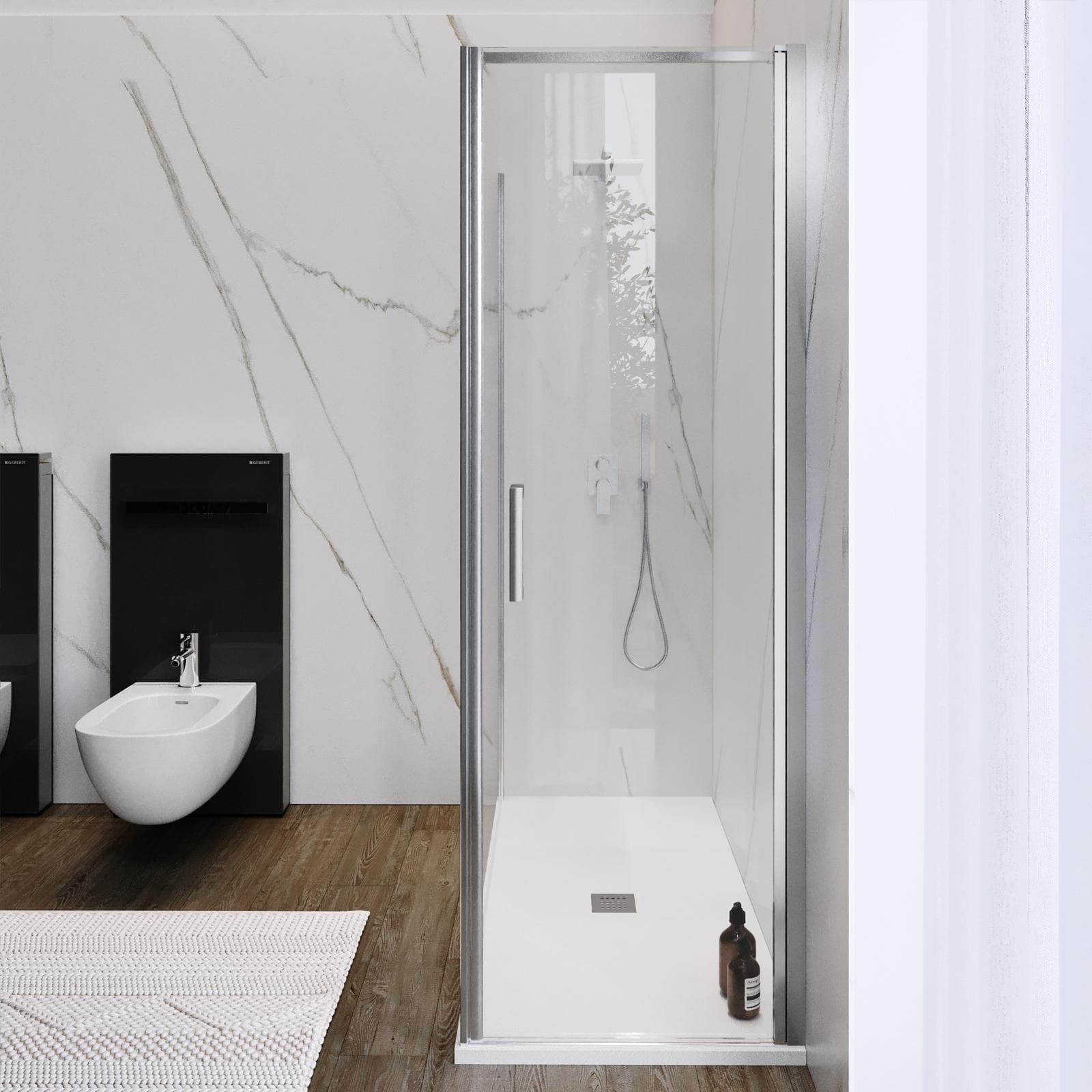 Box doccia 160X70 cm battente con vetro anticalcare trasparente e profilo cromo 200h - Artego