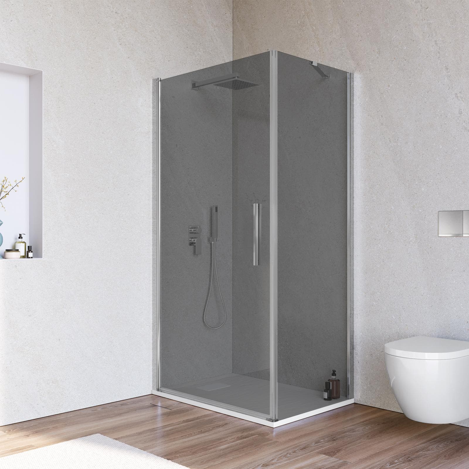 Box doccia 70x100 cm battente 100 cm con vetro temperato fumé e profilo cromo 195h - Nilo