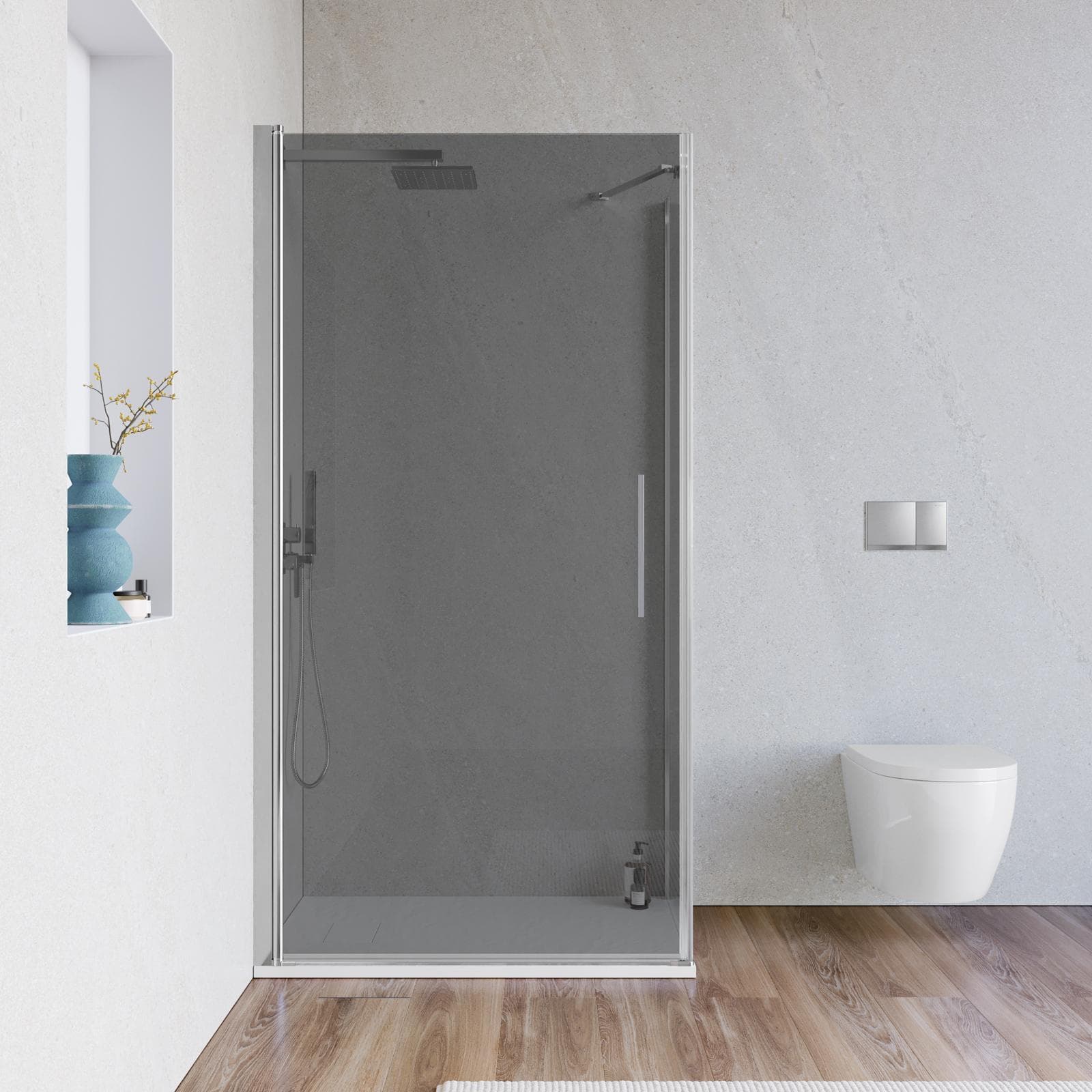 Box doccia 70x100 cm battente 100 cm con vetro temperato fumé e profilo cromo 195h - Nilo