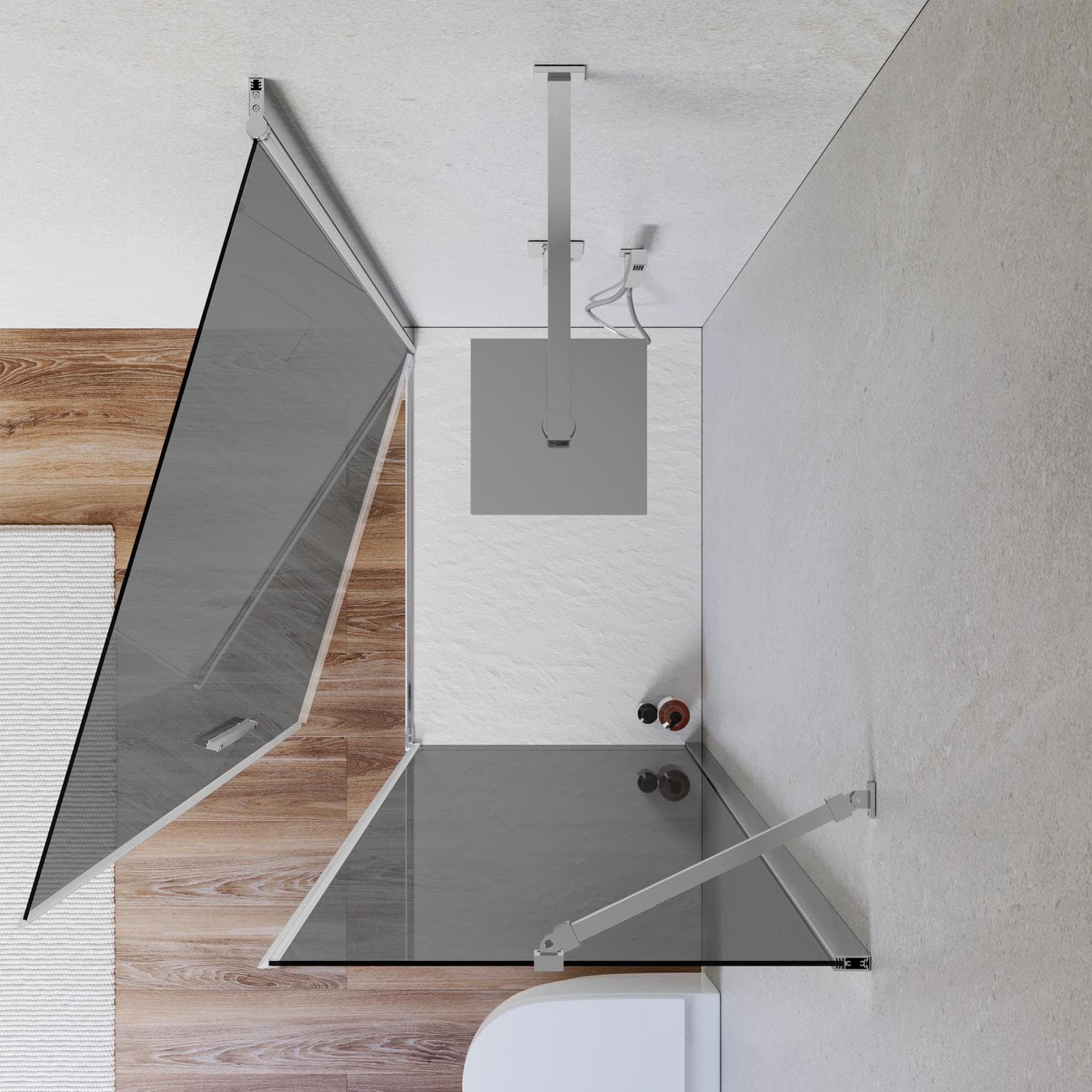 Box doccia 70x100 cm battente 100 cm con vetro temperato fumé e profilo cromo 195h - Nilo