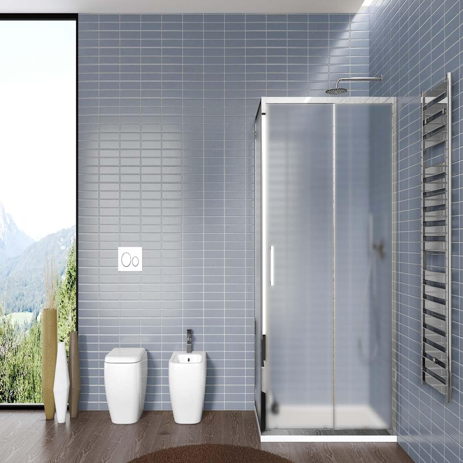 Box doccia 70x110 cm porta scorrevole vetro opaco profilo cromo 195h - Moritz