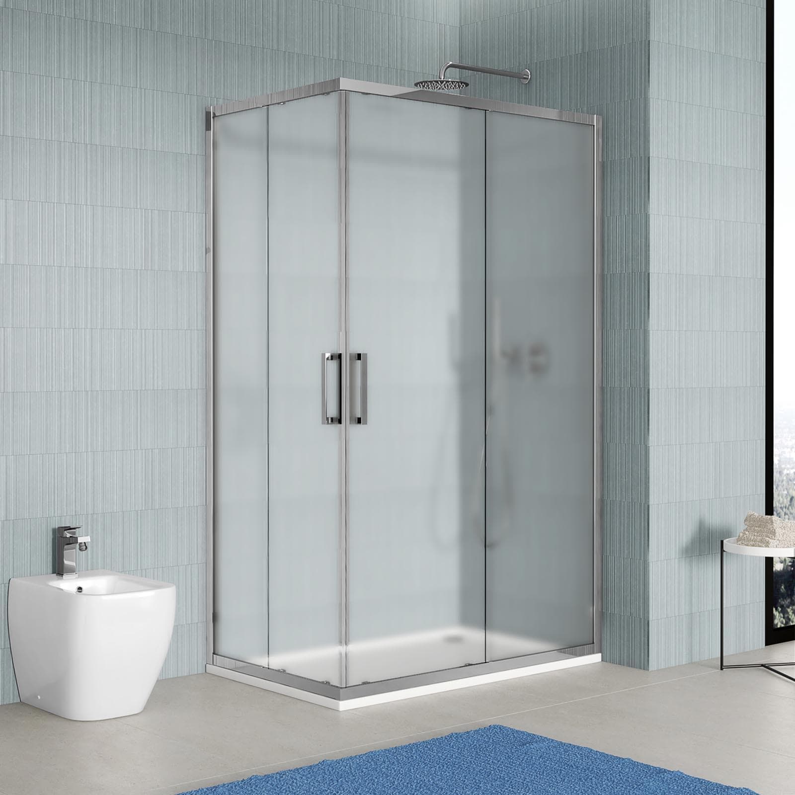 Box doccia 70x120 cm angolare scorrevole vetro opaco e profilo cromo 195h - Moritz