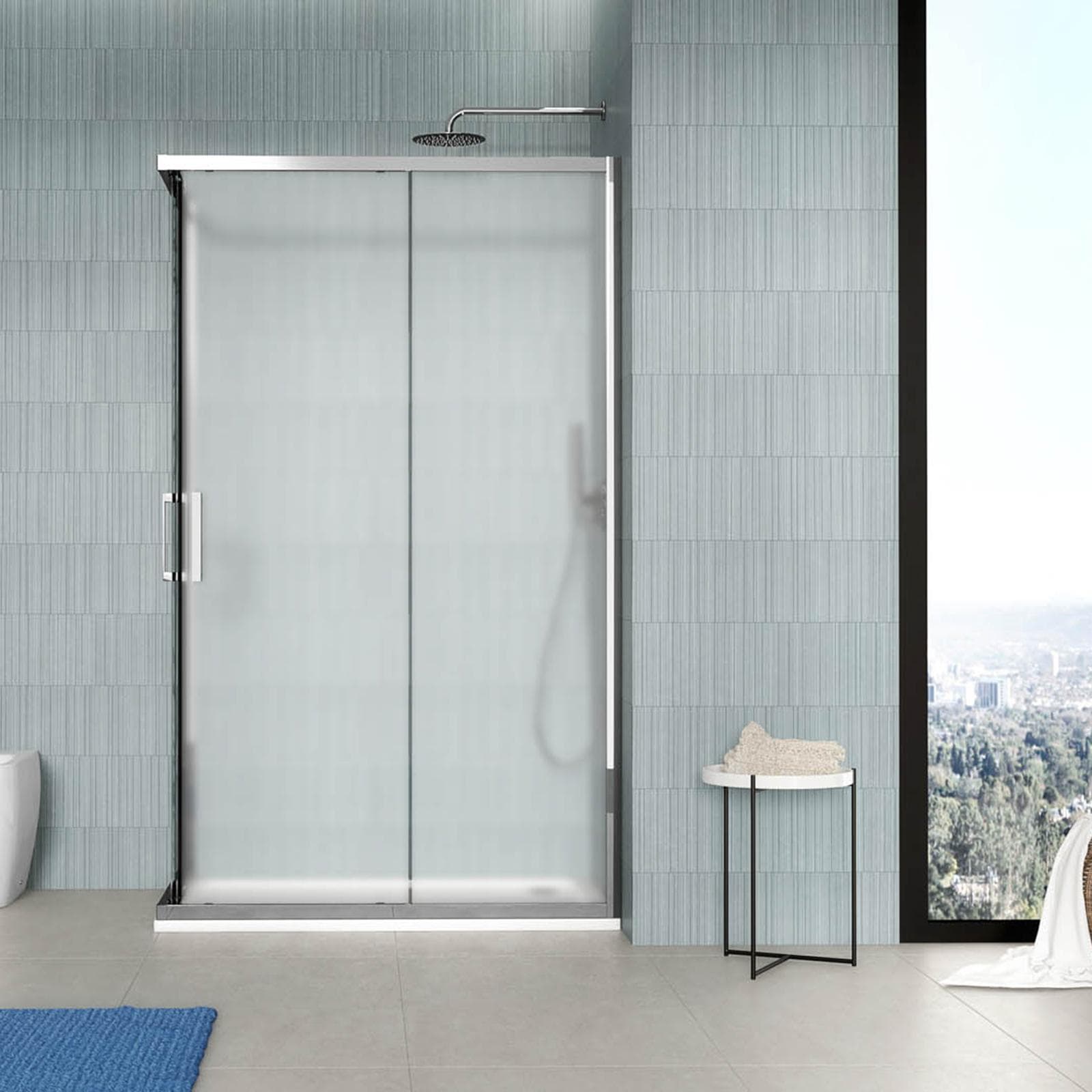 Box doccia 70x120 cm angolare scorrevole vetro opaco e profilo cromo 195h - Moritz